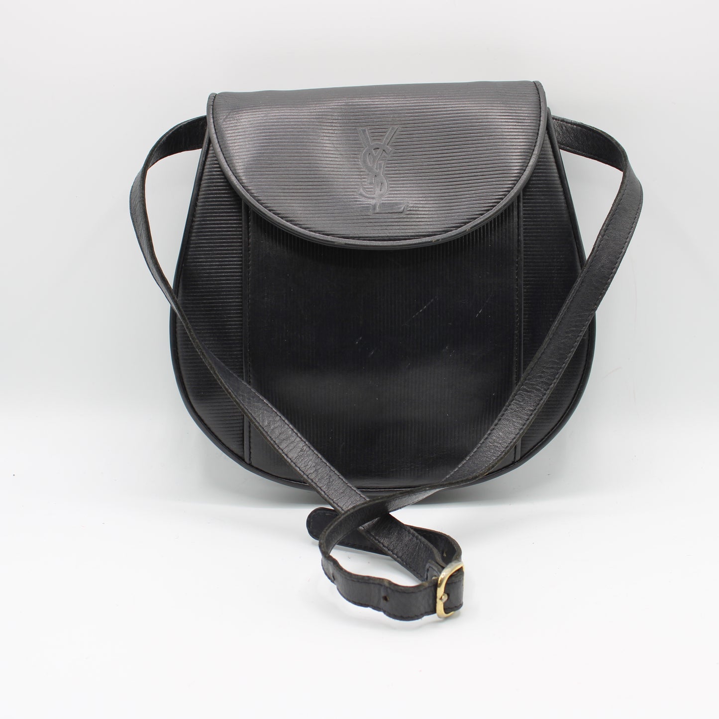 Yves Saint Laurent Black Leather Crossbody Flap Bag