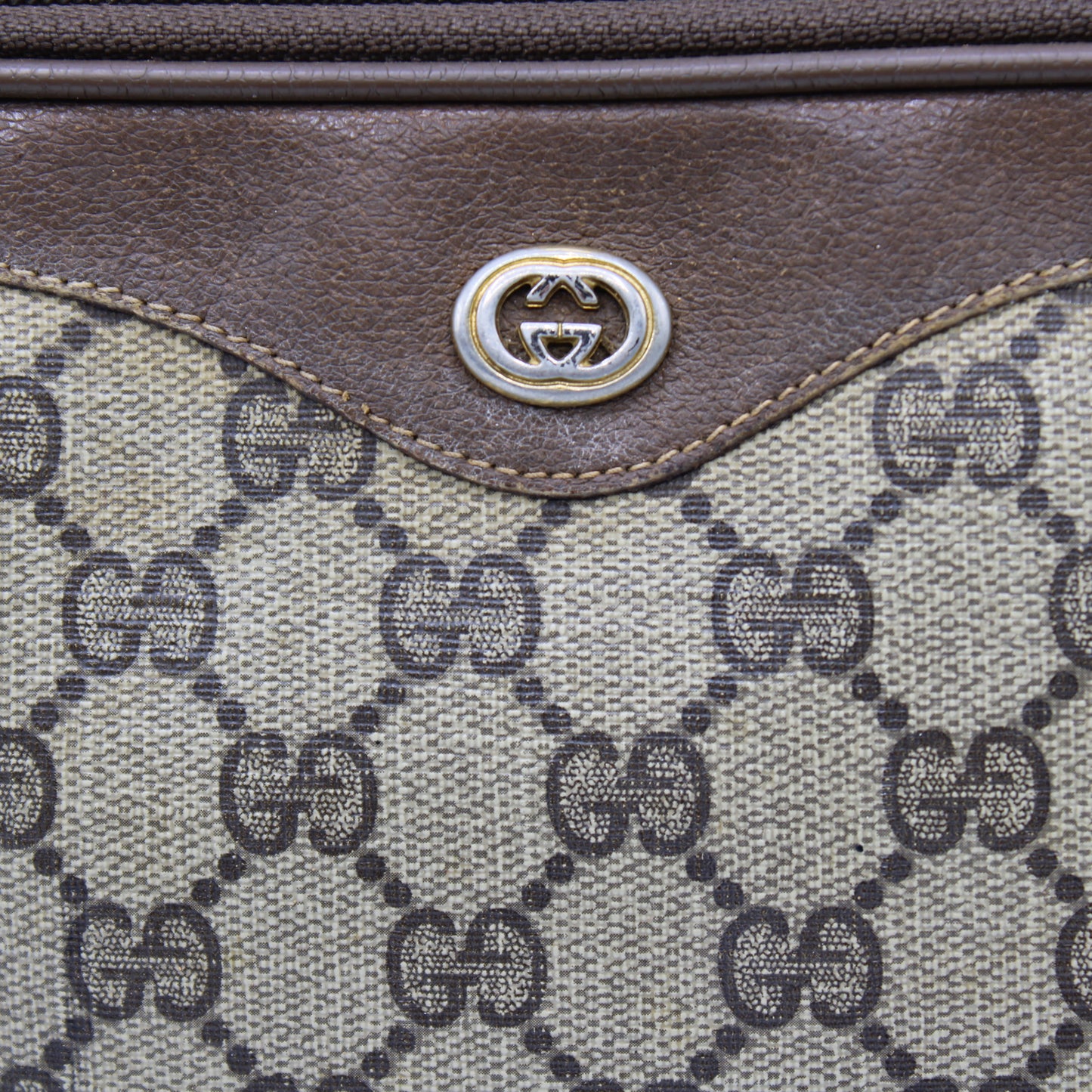 Gucci Brown GG Canvas Leather Trim Crossbody Bag