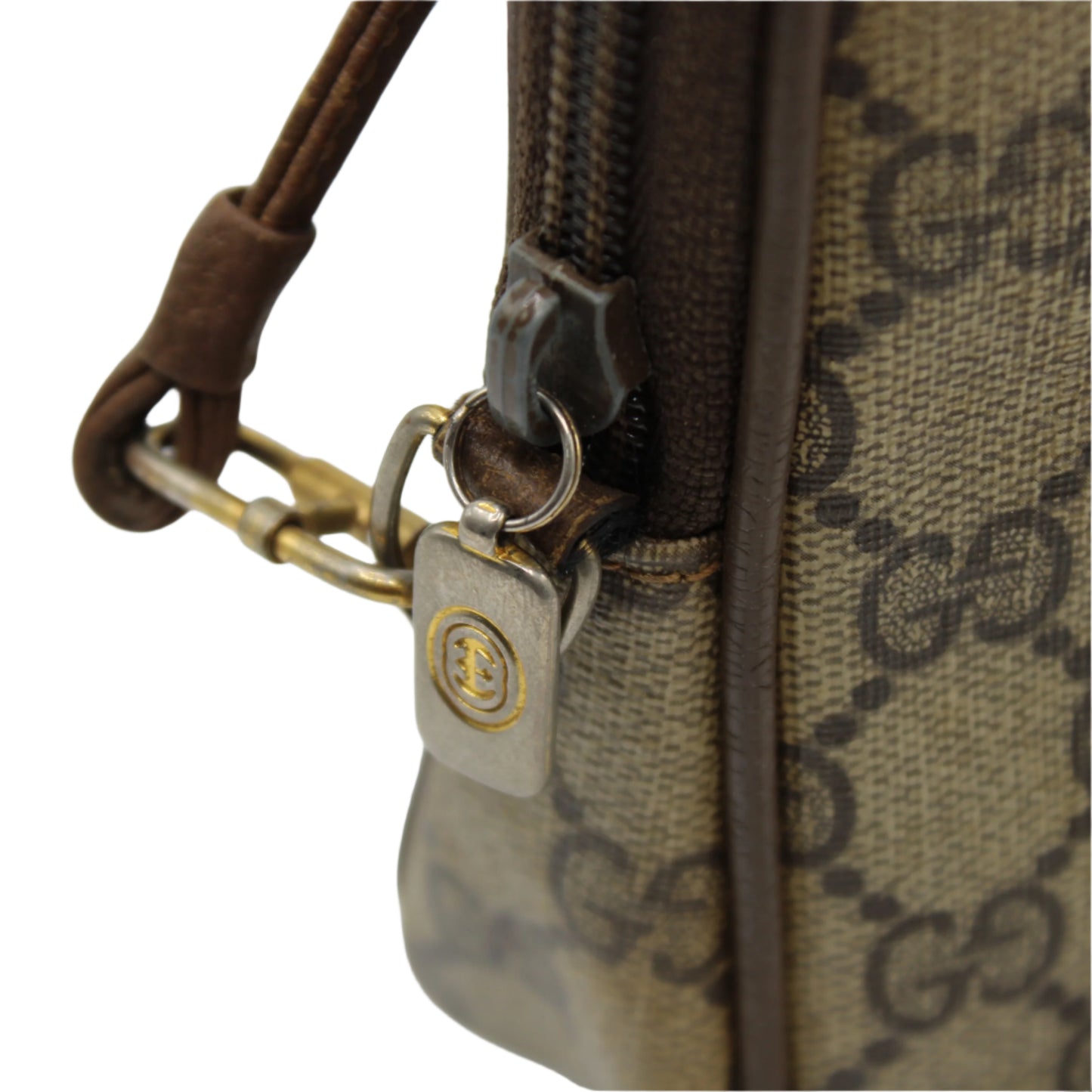 Gucci Brown GG Canvas Leather Trim Crossbody Bag