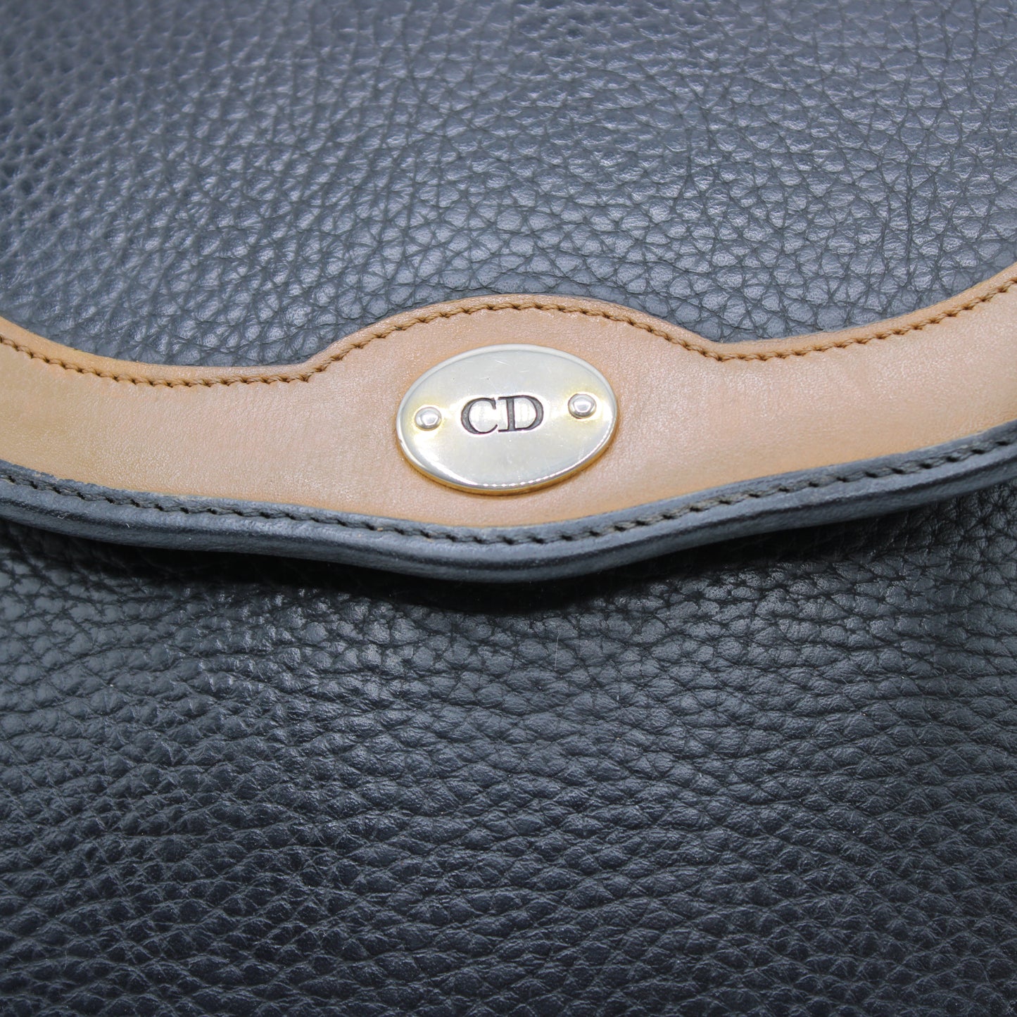 Christian Dior Black Pebbled Leather Flap Crossbody Bag