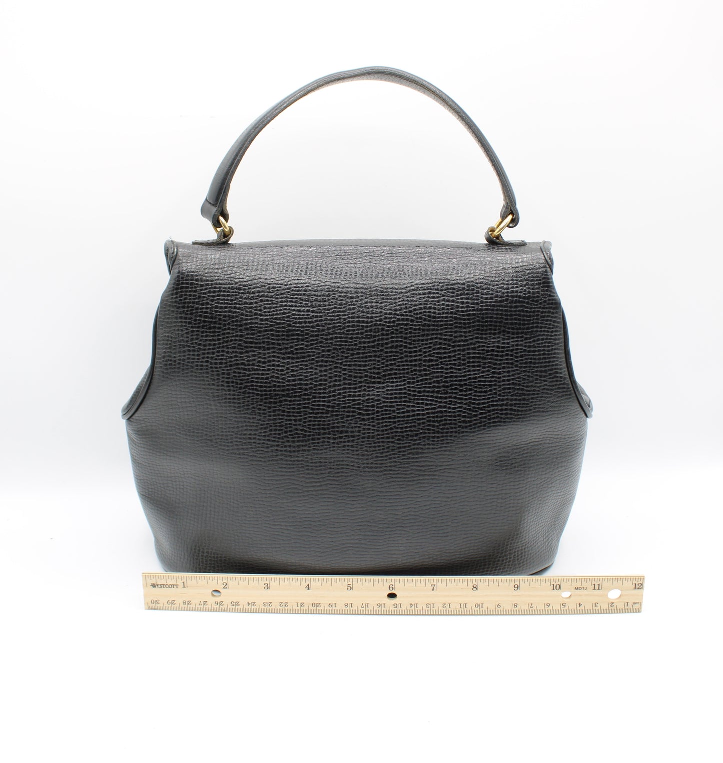 Christian Dior Black Grained Leather 1990s Oval Logo Top Handle Bag