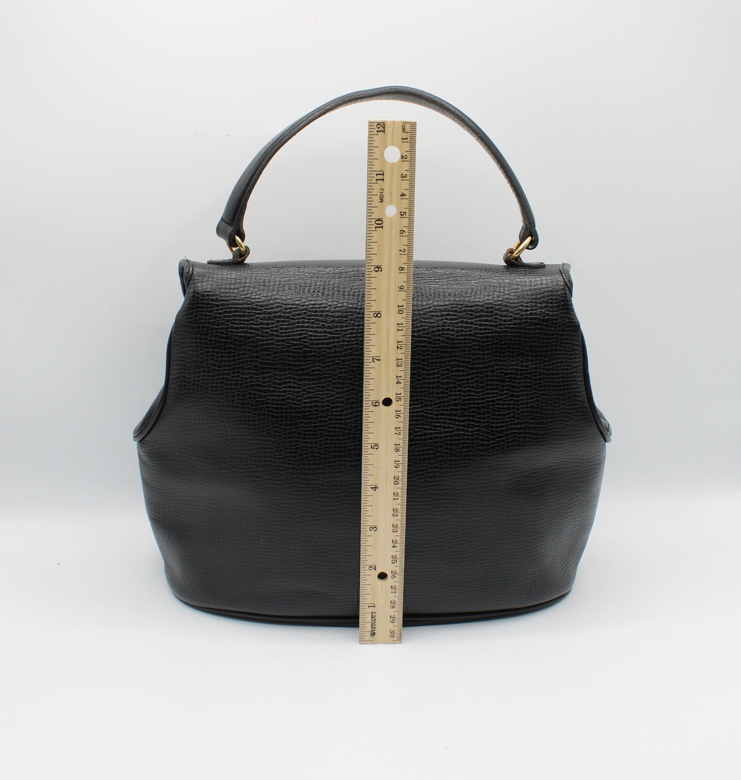 Christian Dior Black Grained Leather 1990s Oval Logo Top Handle Bag