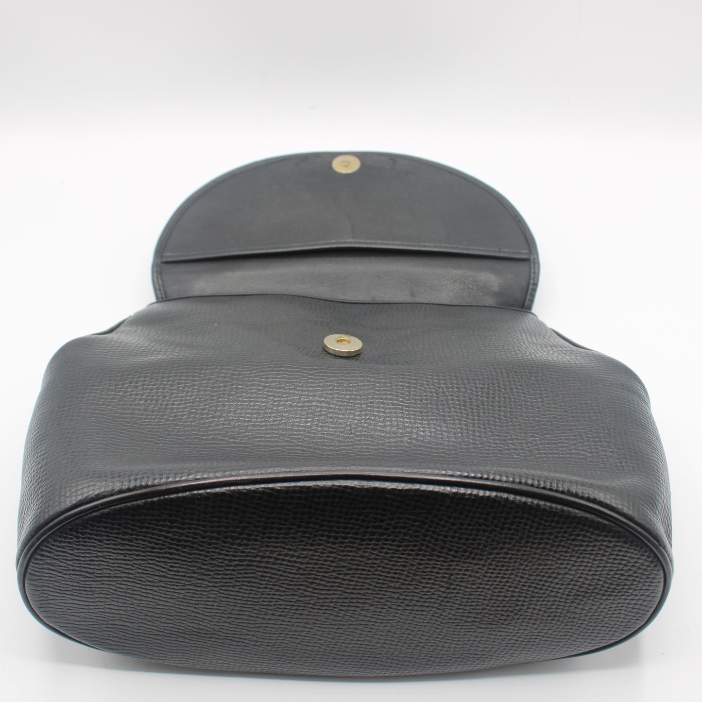 Christian Dior Black Grained Leather 1990s Oval Logo Top Handle Bag