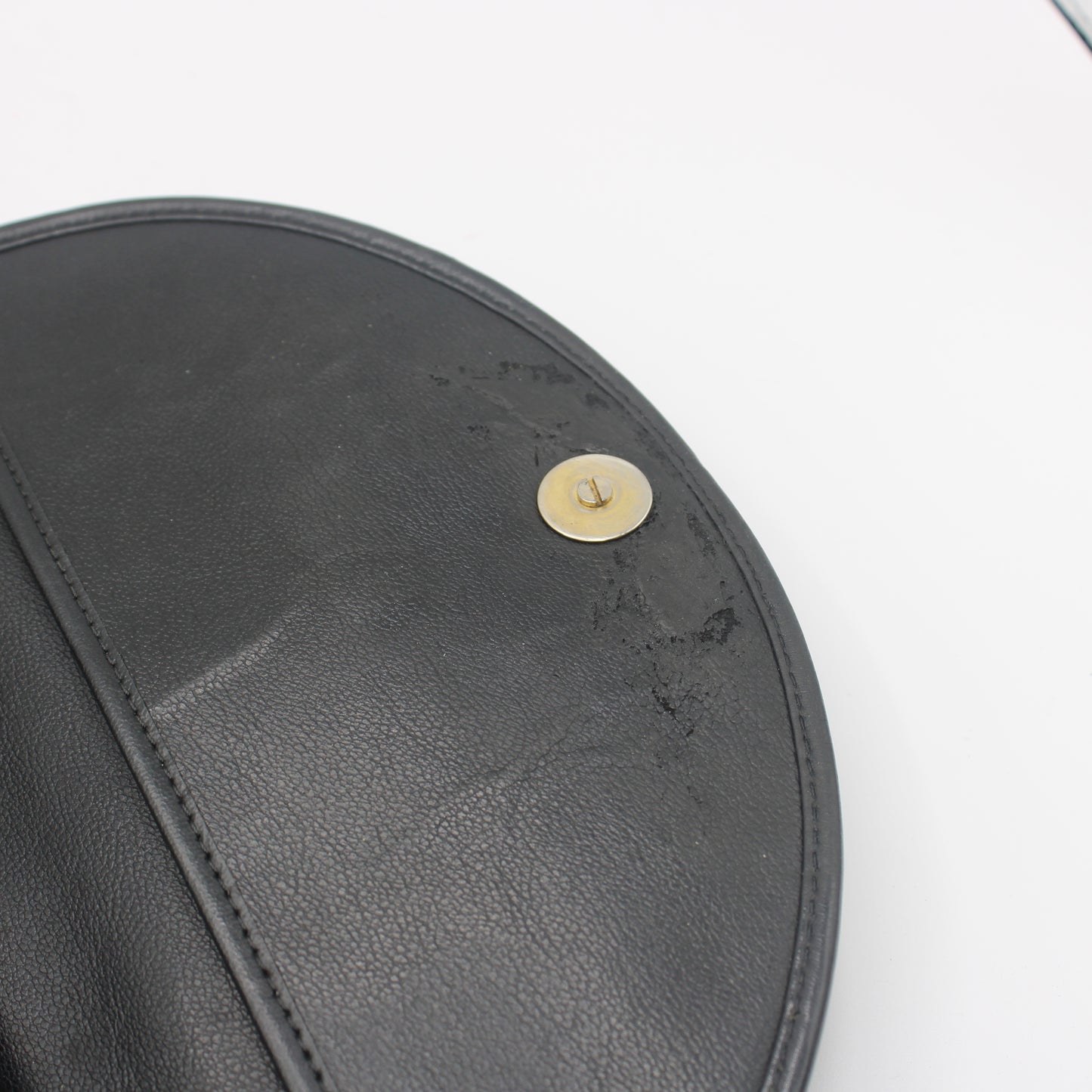 Christian Dior Black Grained Leather 1990s Oval Logo Top Handle Bag