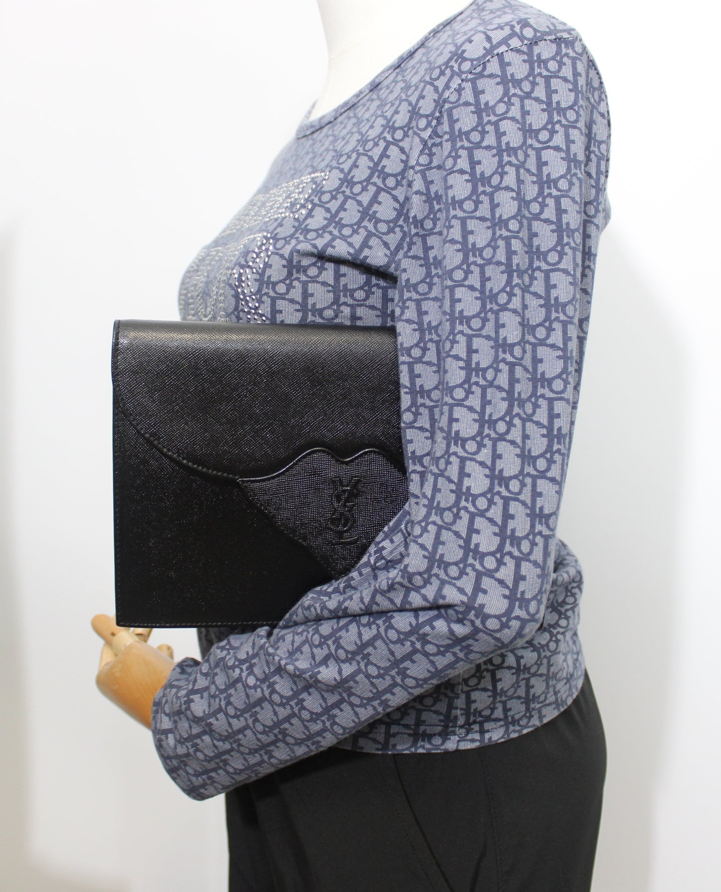 Yves Saint Laurent Black Textured Leather Flap Clutch Bag