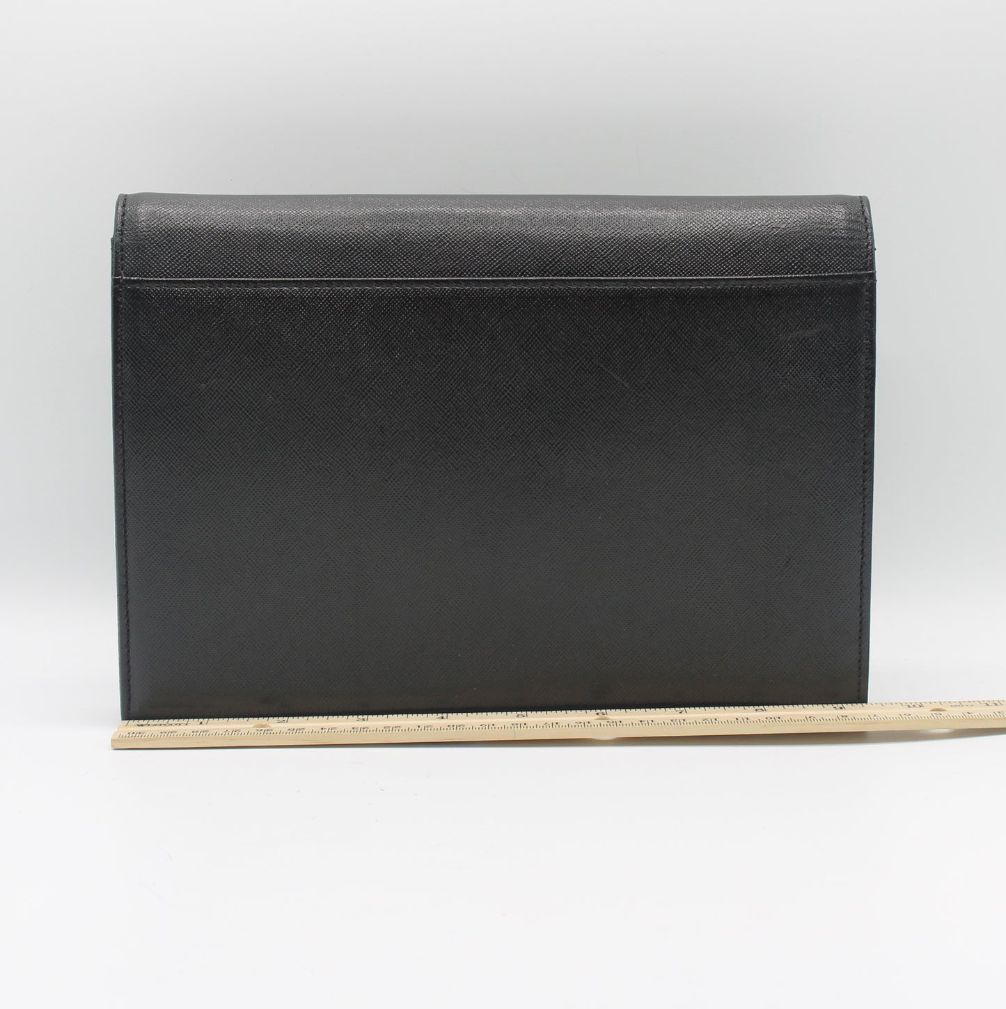 Yves Saint Laurent Black Textured Leather Flap Clutch Bag