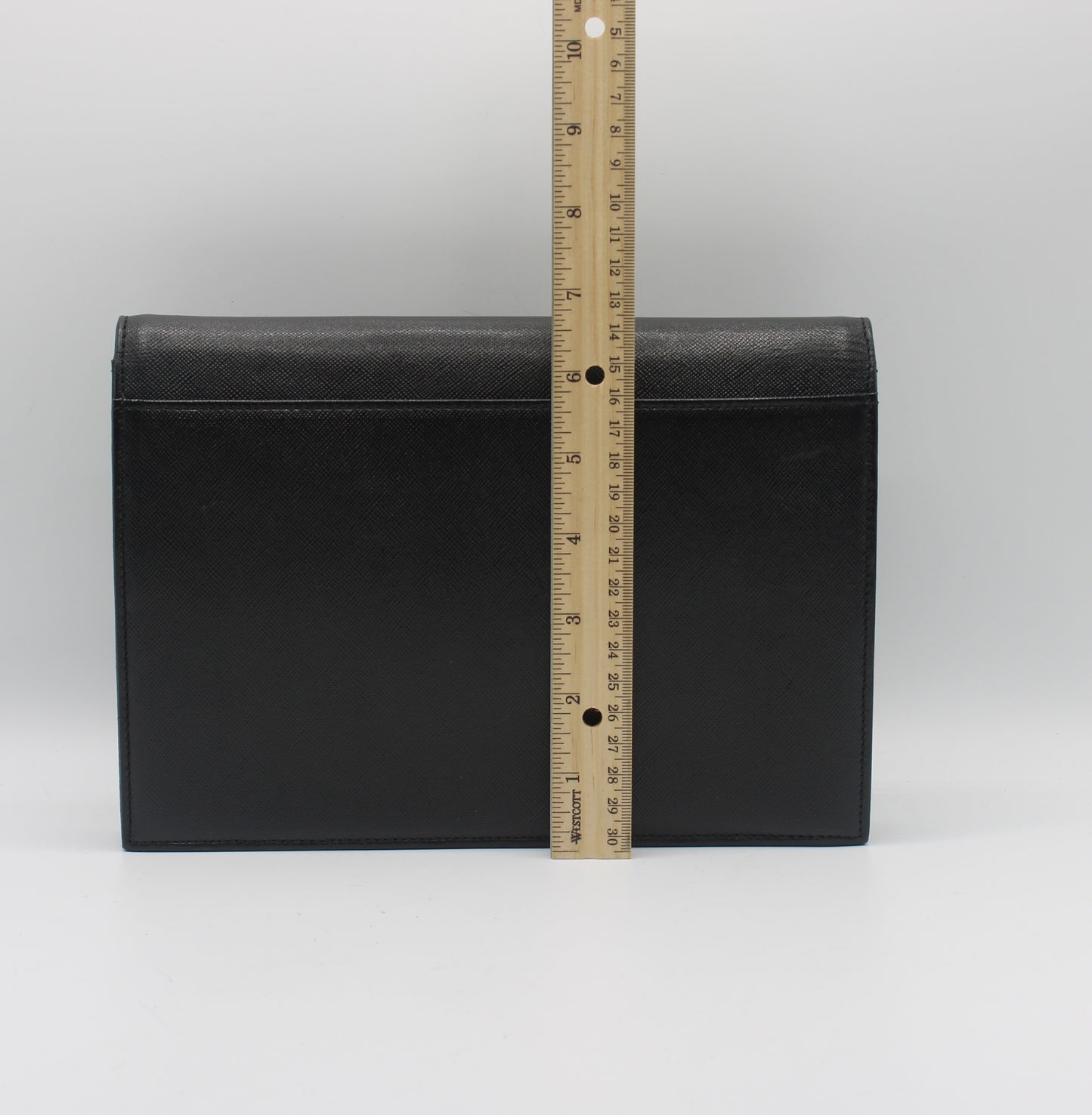 Yves Saint Laurent Black Textured Leather Flap Clutch Bag