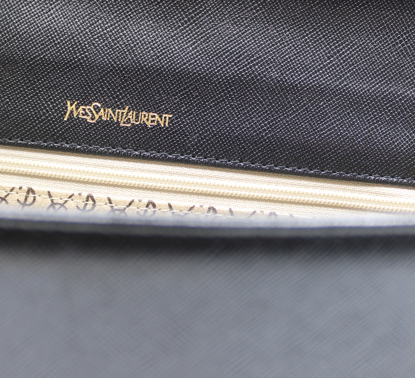 Yves Saint Laurent Black Textured Leather Flap Clutch Bag