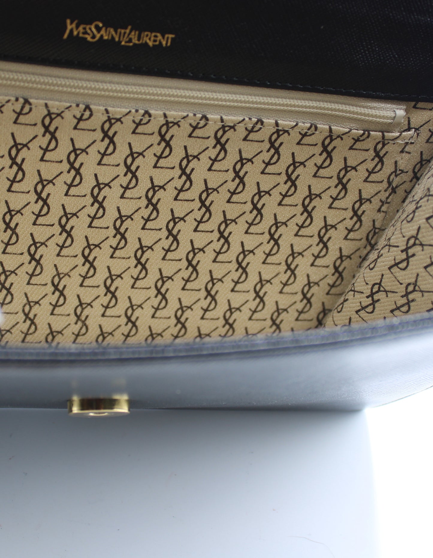 Yves Saint Laurent Black Textured Leather Flap Clutch Bag