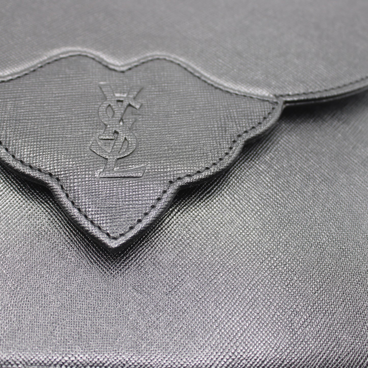 Yves Saint Laurent Black Textured Leather Flap Clutch Bag