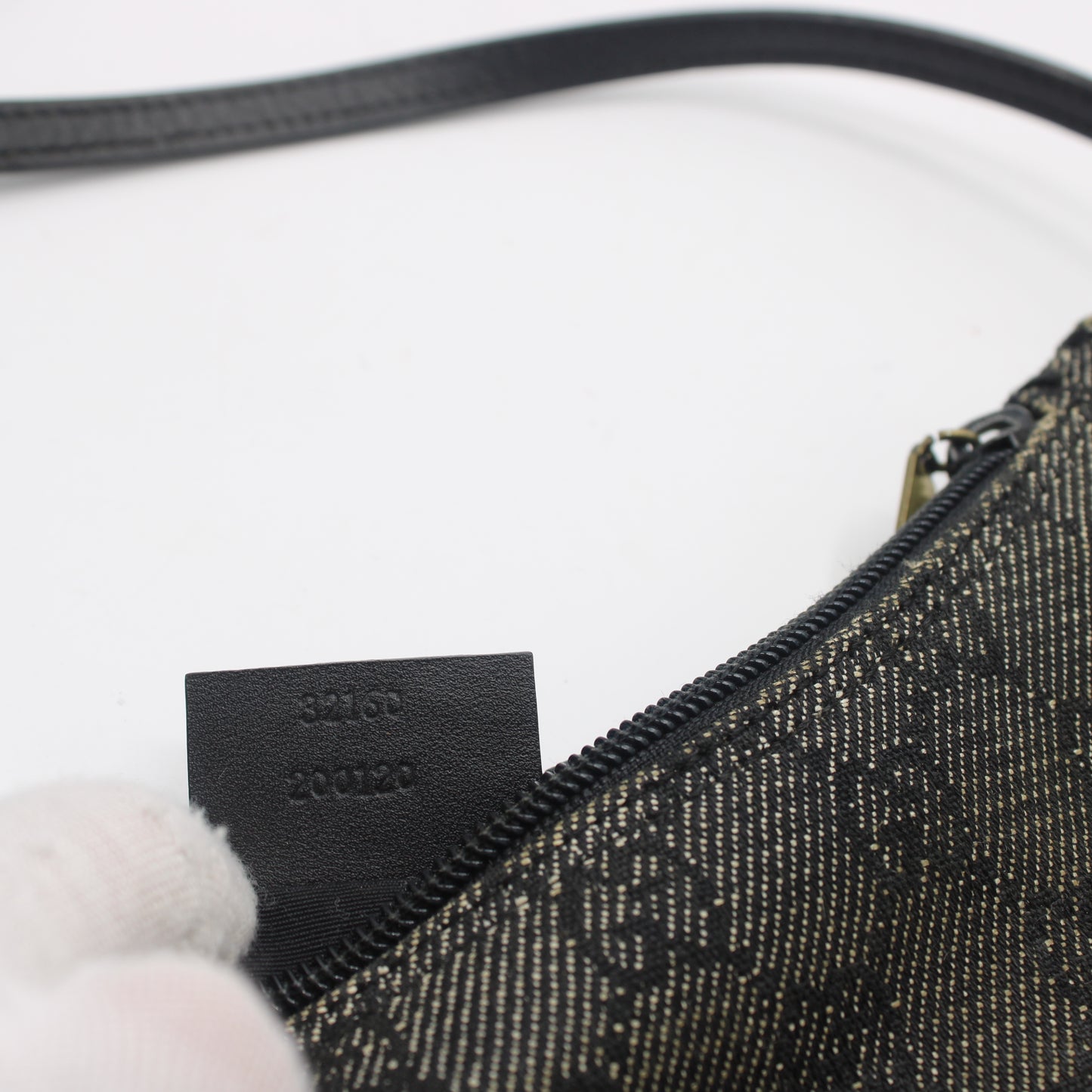 Gucci Black GG Canvas Denim Shoulder Bag Leather Strap