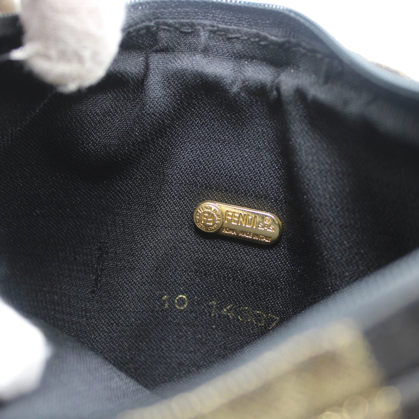 Fendi Gold Black Pequin Stripe Fabric Mini Tassel Handbag