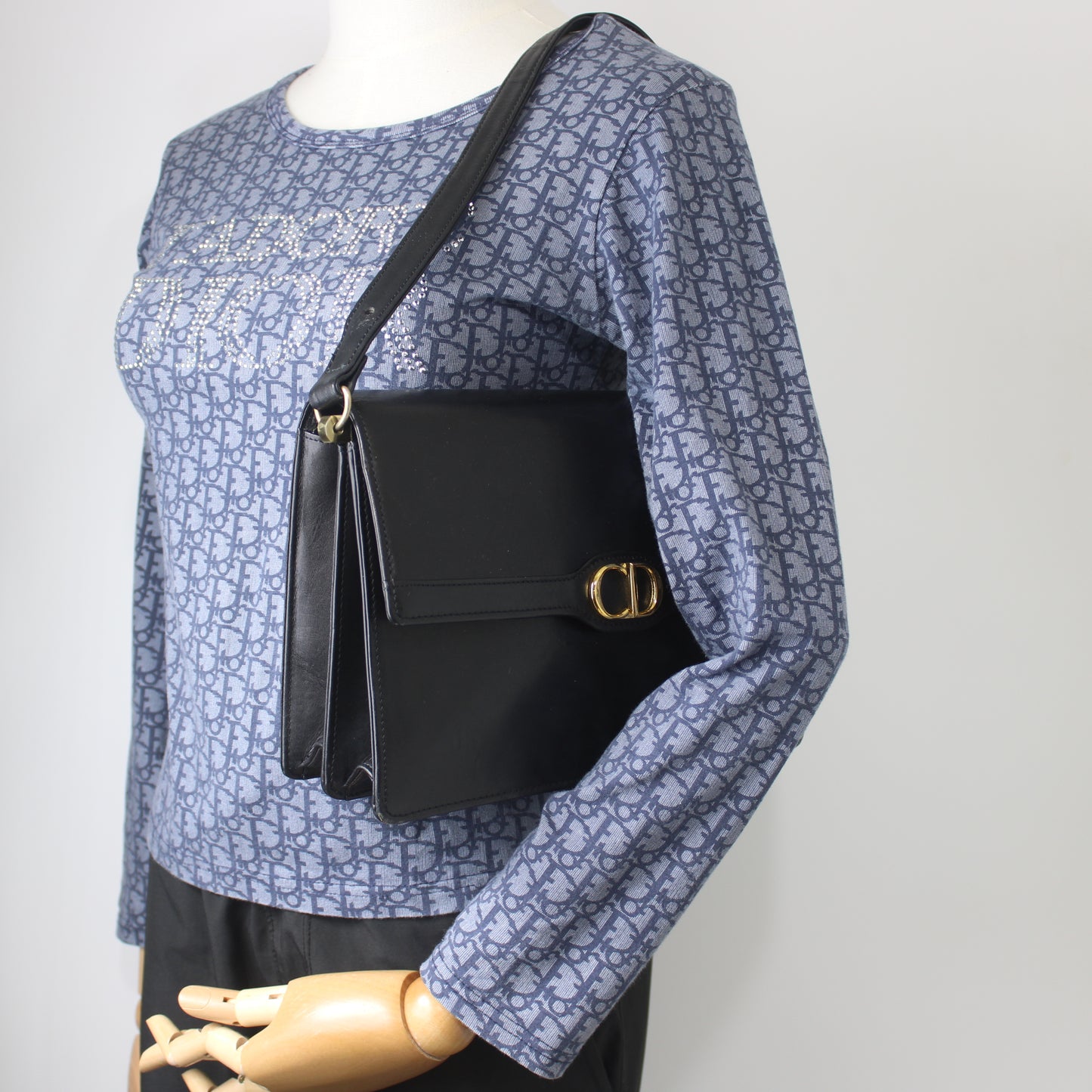 Christian Dior Black Leather CD Logo Crossbody Bag