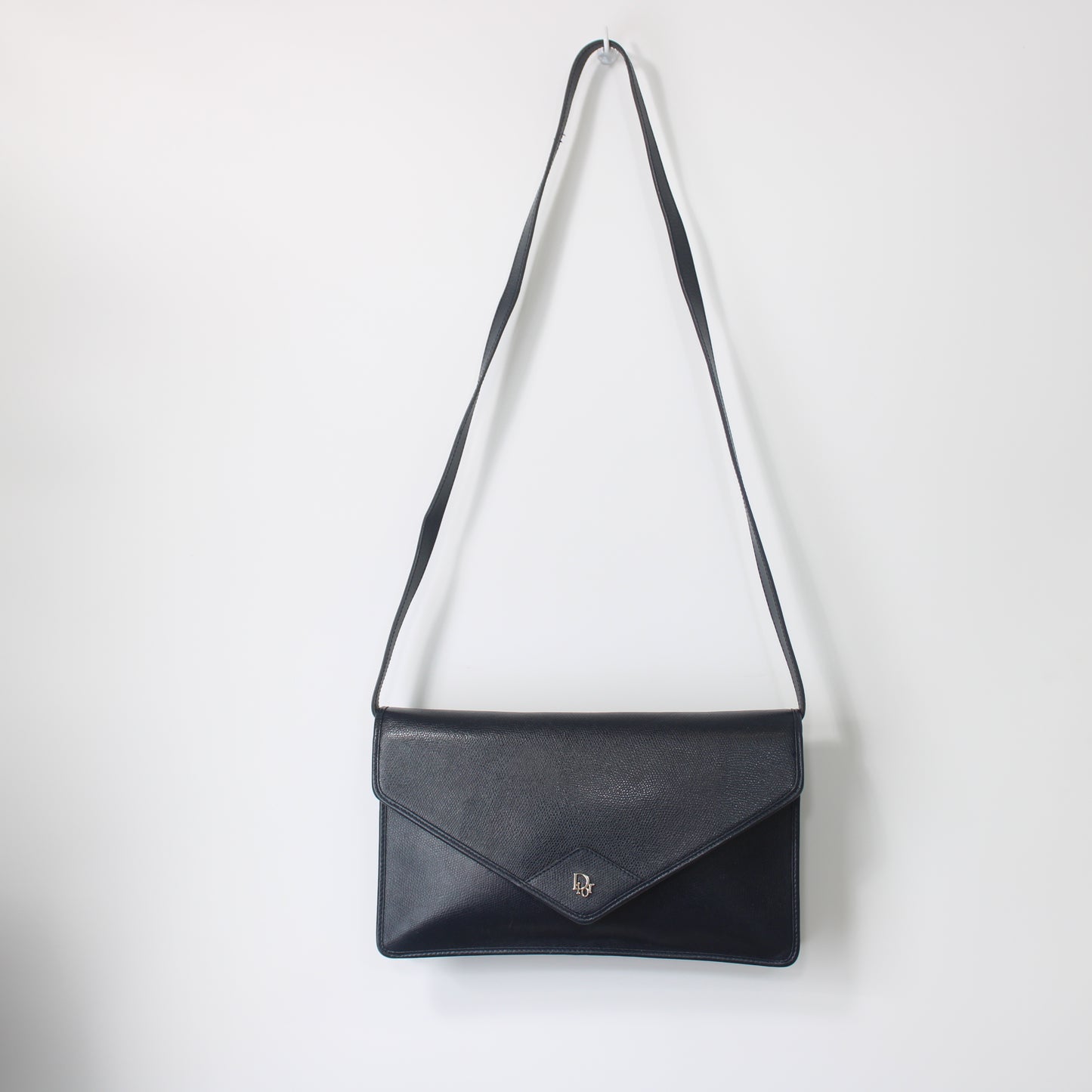 Christian Dior Dark Navy Leather Envelope Crossbody Bag