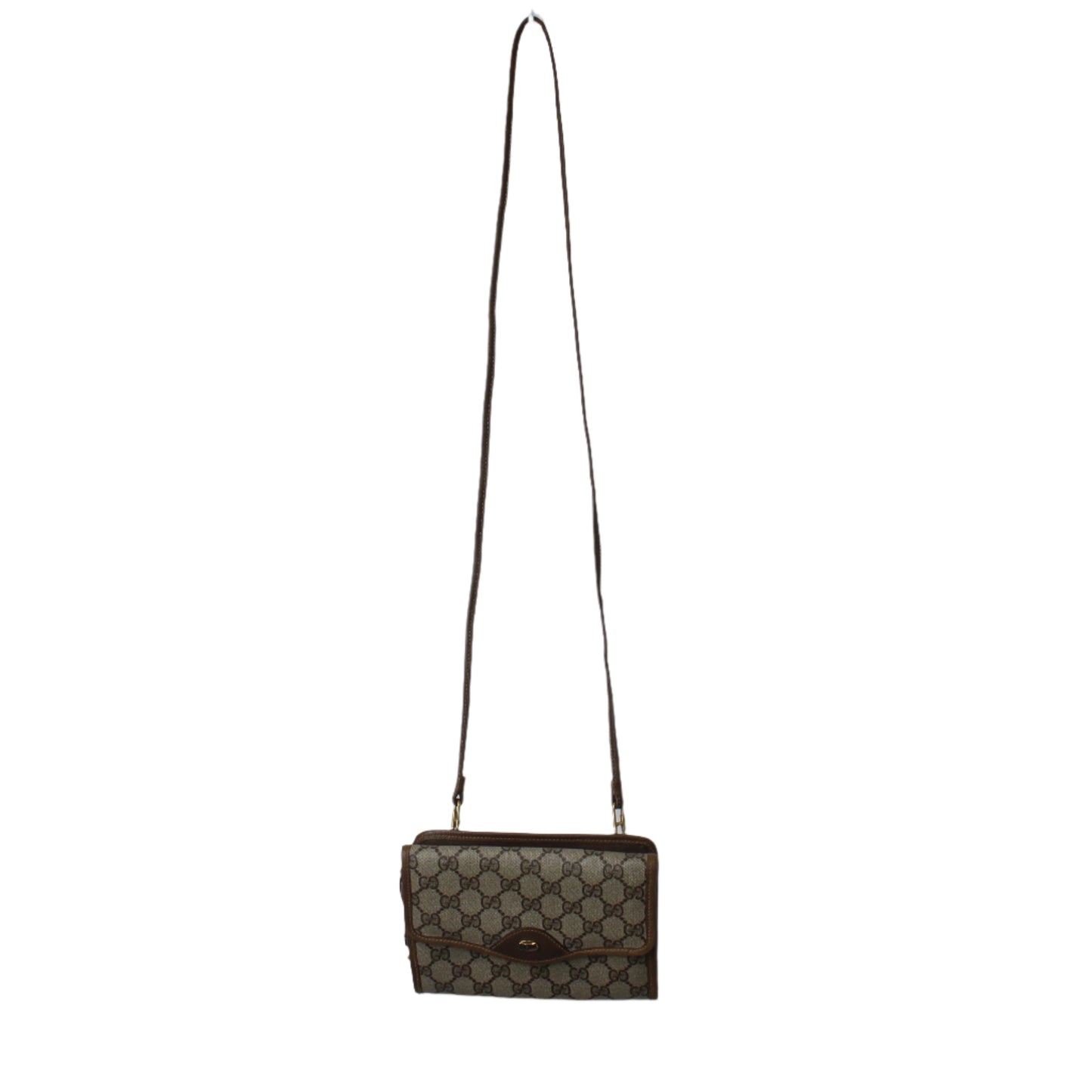 Gucci Brown Monogram Coated Canvas Leather Crossbody Bag