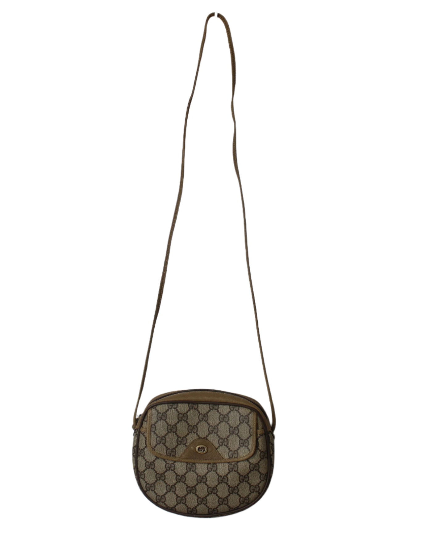 Gucci Beige GG Canvas Leather Trim Crossbody Bag
