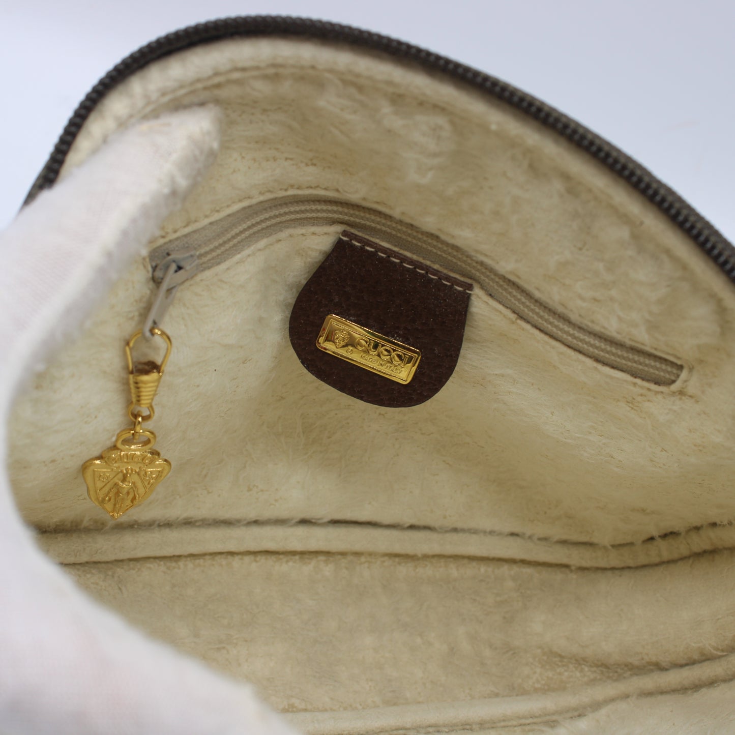 Gucci Brown GG Canvas Oval Leather Trim Crossbody Bag