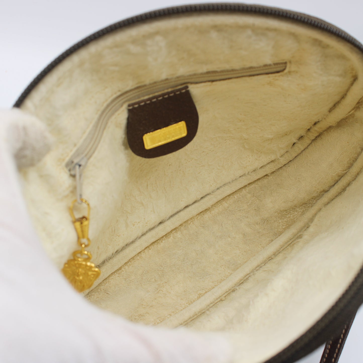 Gucci Brown GG Canvas Oval Leather Trim Crossbody Bag