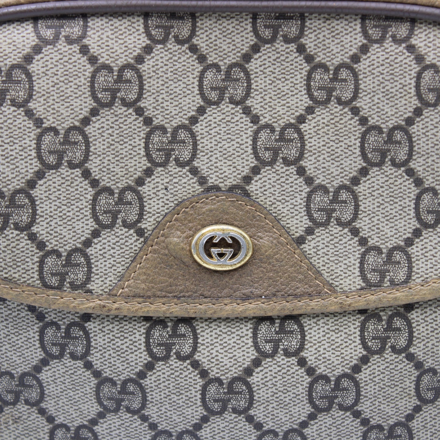 Gucci Beige GG Canvas Leather Trim Crossbody Bag