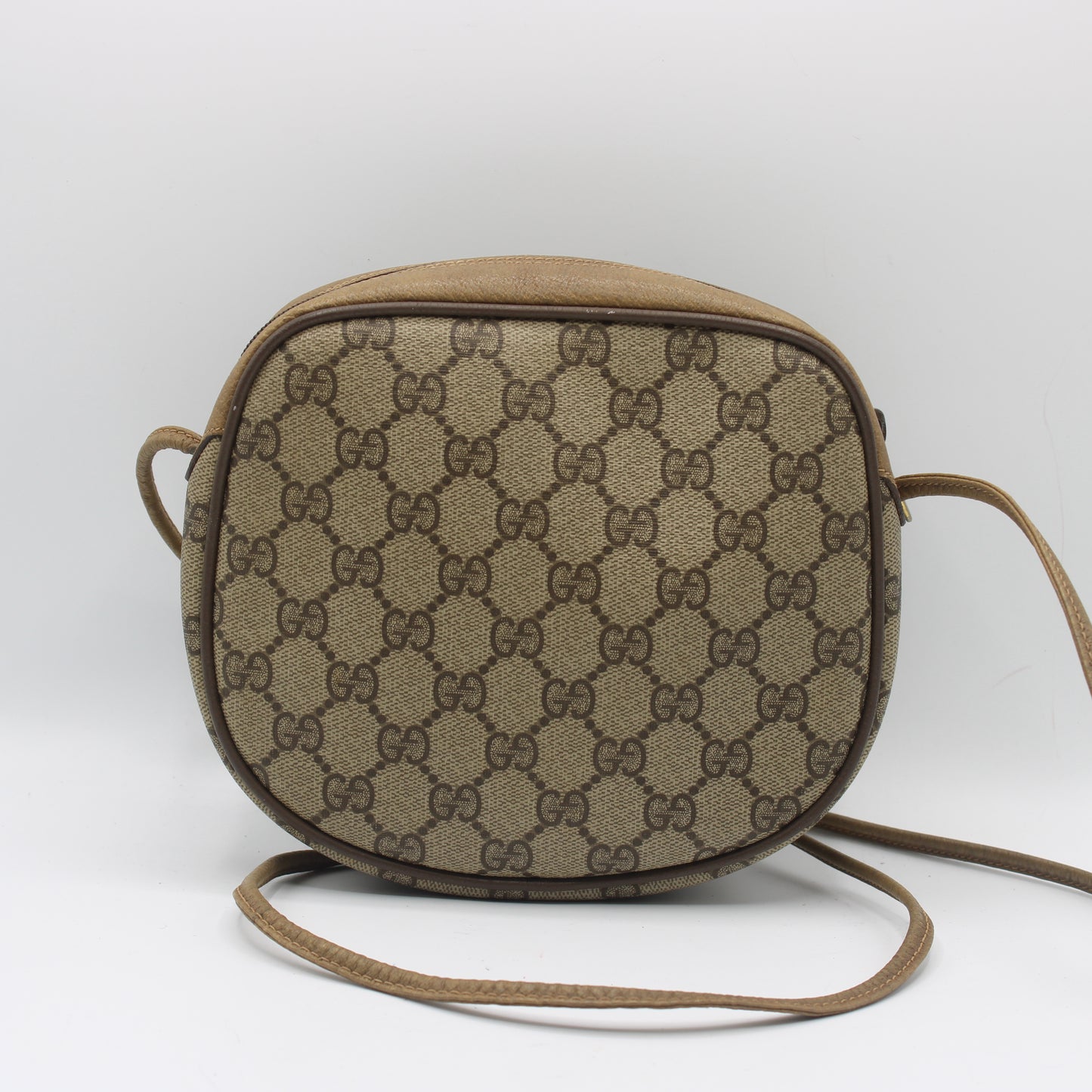Gucci Beige GG Canvas Leather Trim Crossbody Bag