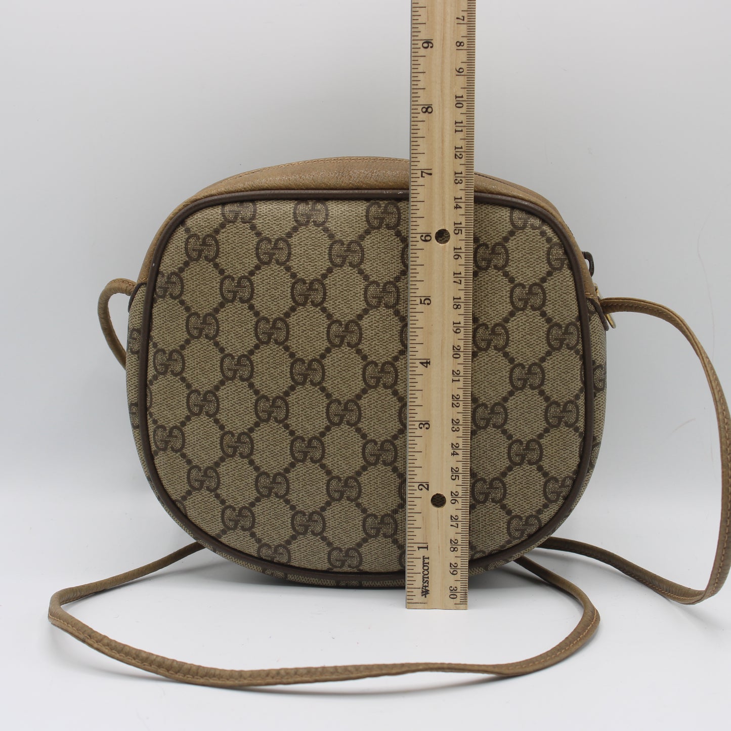 Gucci Beige GG Canvas Leather Trim Crossbody Bag