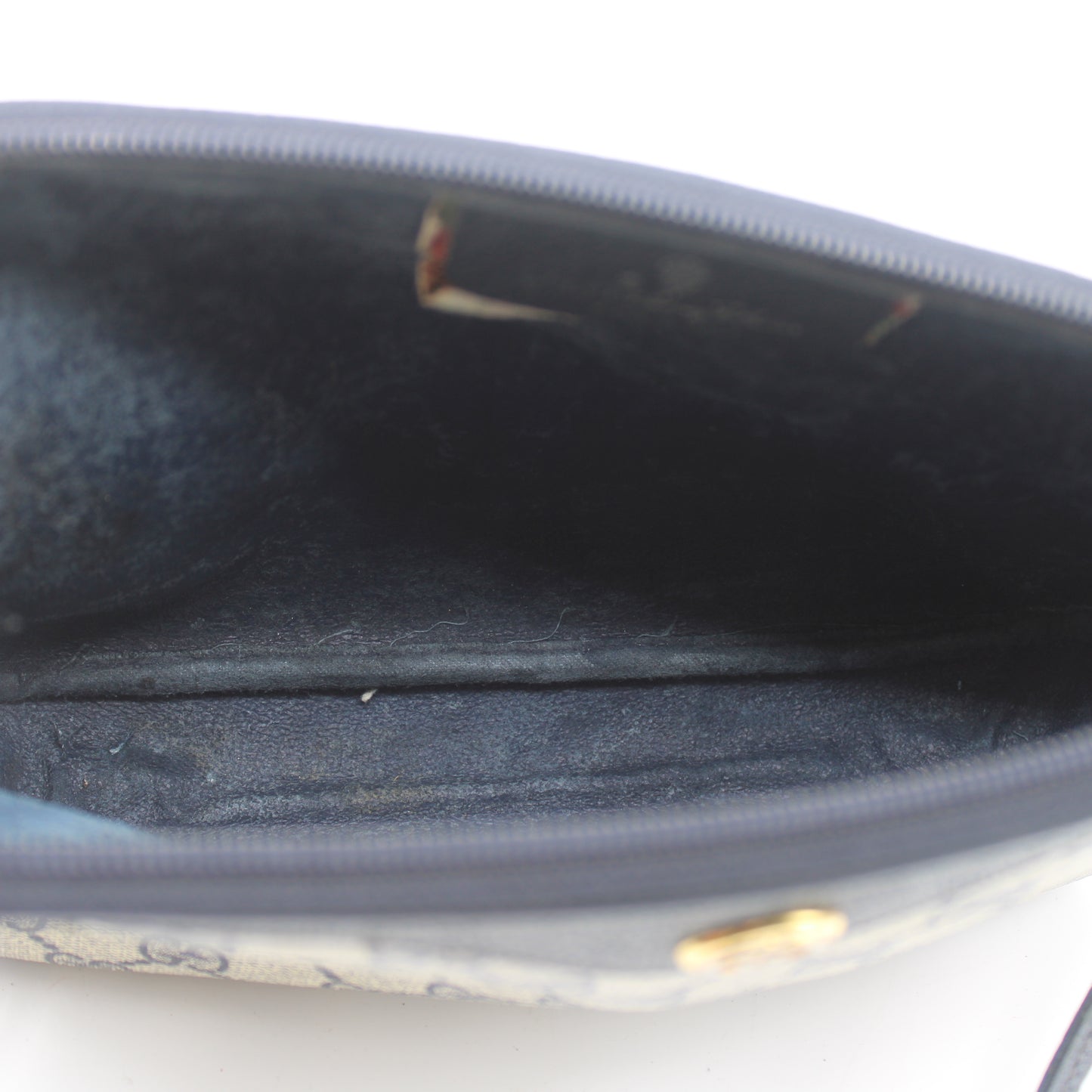 Gucci Beige GG Coated Canvas Navy Leather Crossbody Bag