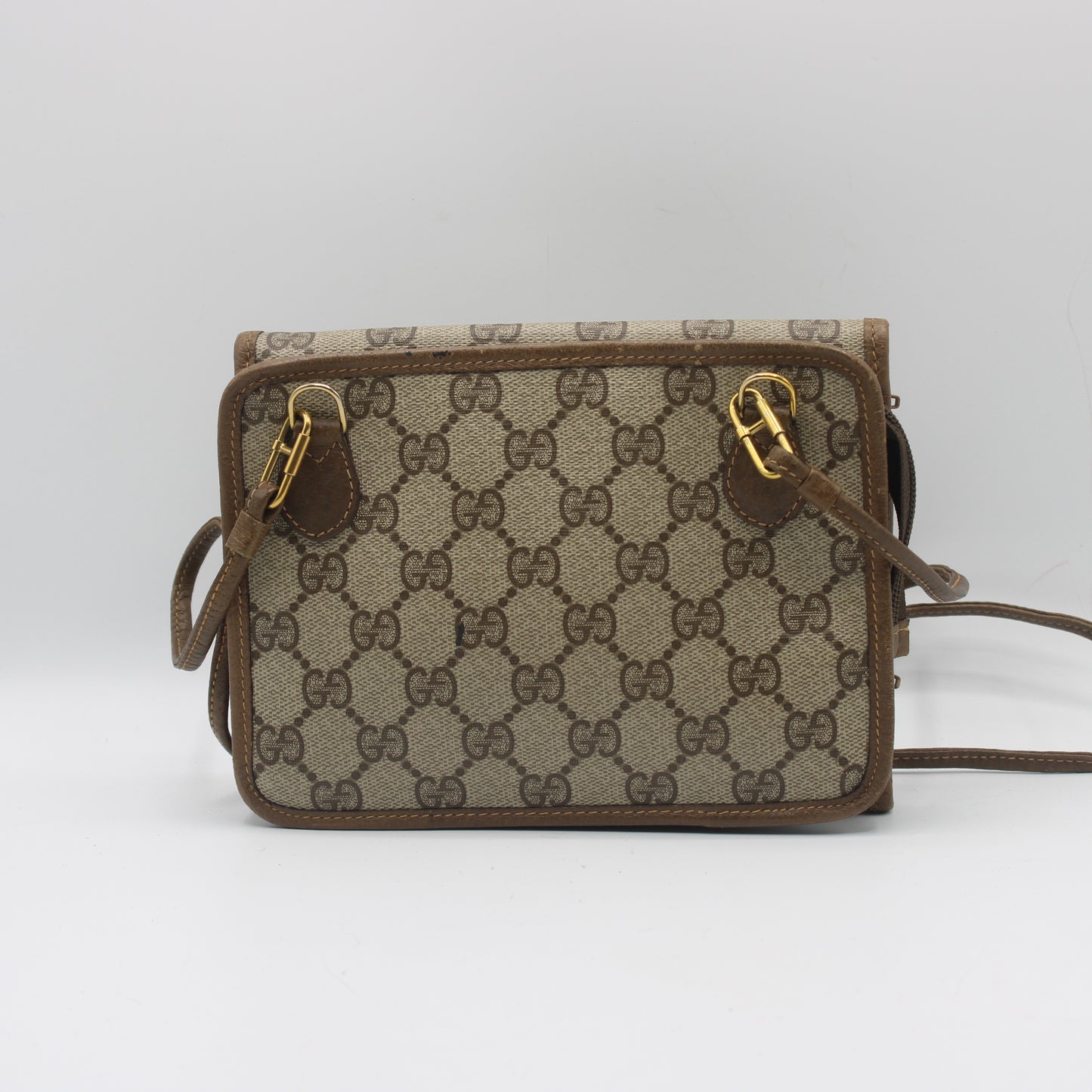 Gucci Brown Monogram Coated Canvas Leather Crossbody Bag