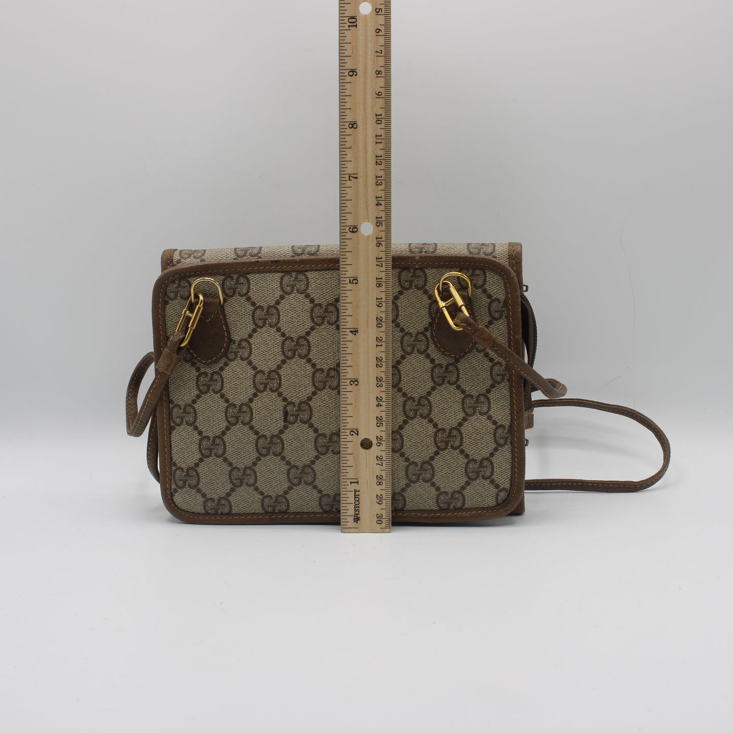 Gucci Brown Monogram Coated Canvas Leather Crossbody Bag