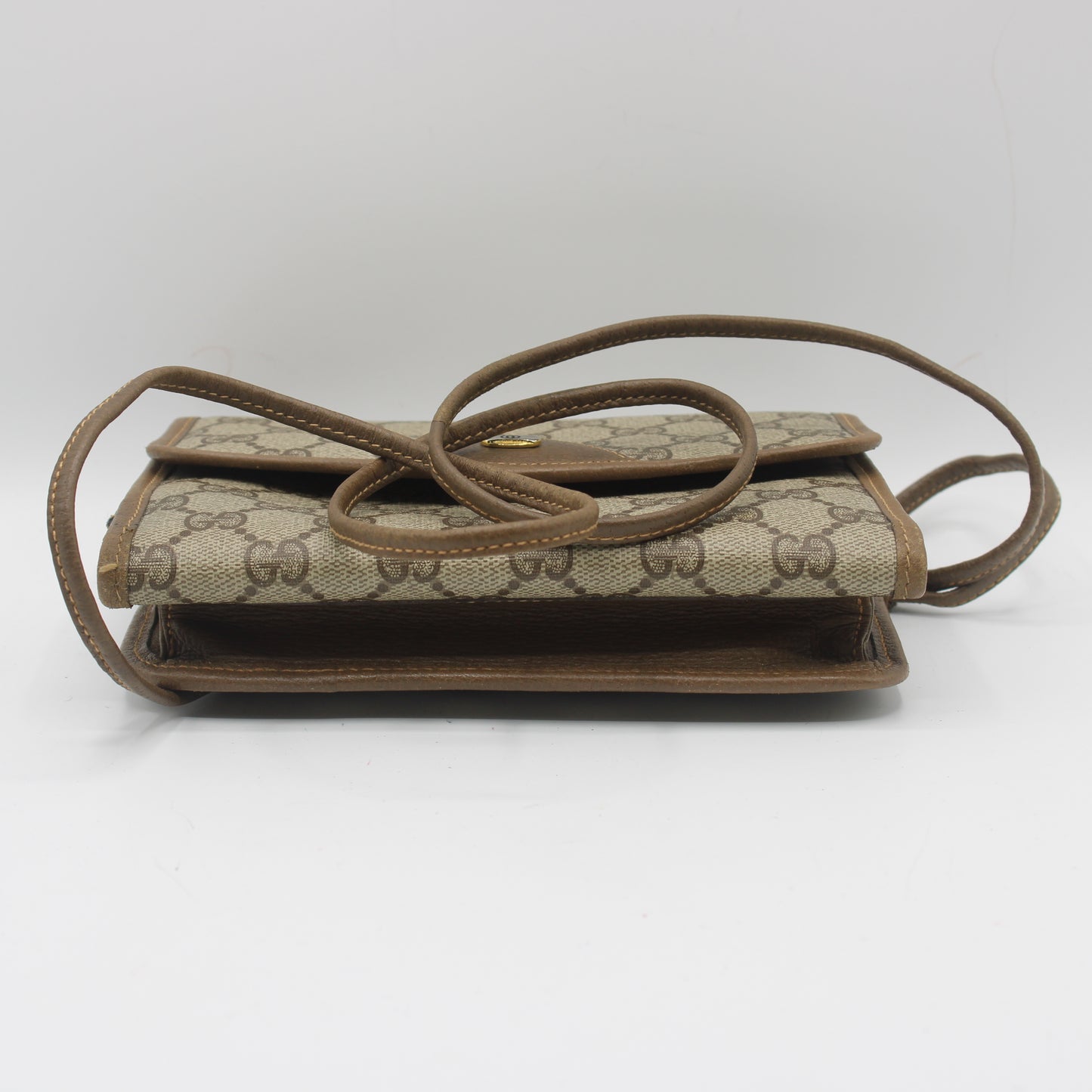 Gucci Brown Monogram Coated Canvas Leather Crossbody Bag