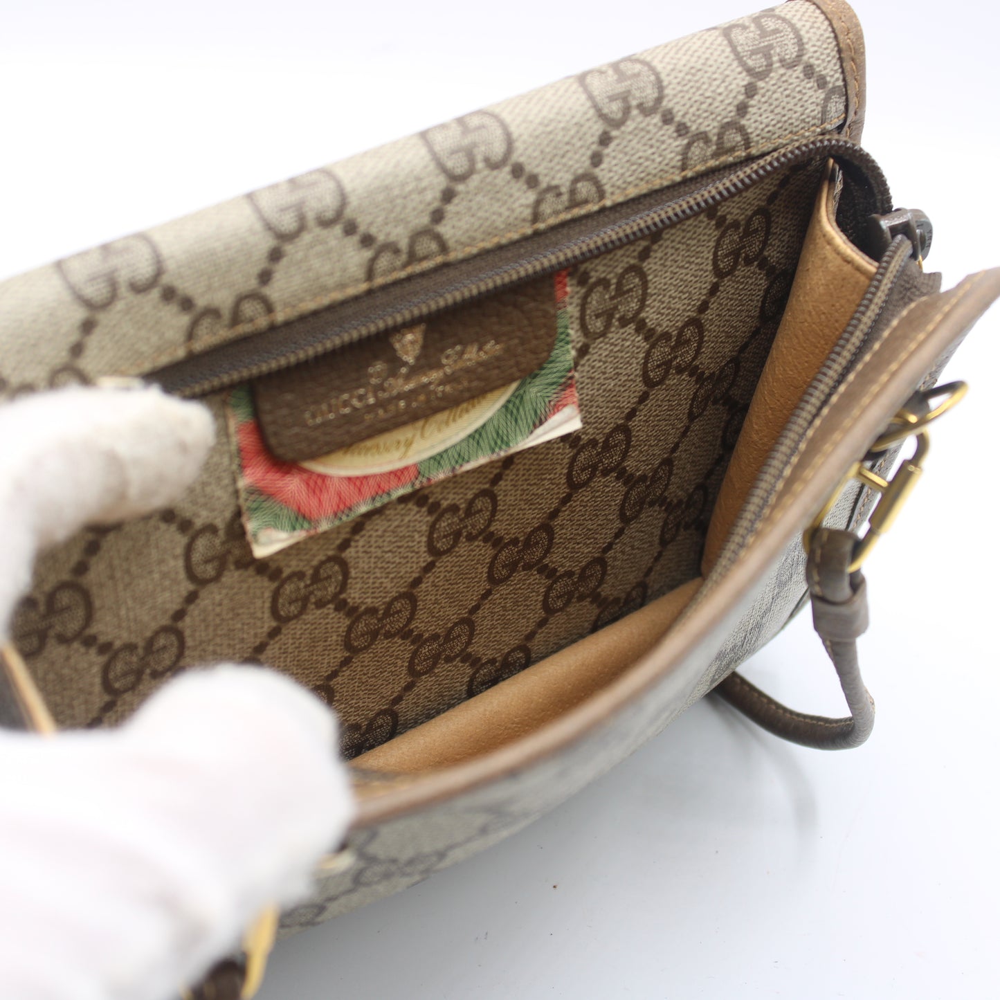 Gucci Brown Monogram Coated Canvas Leather Crossbody Bag
