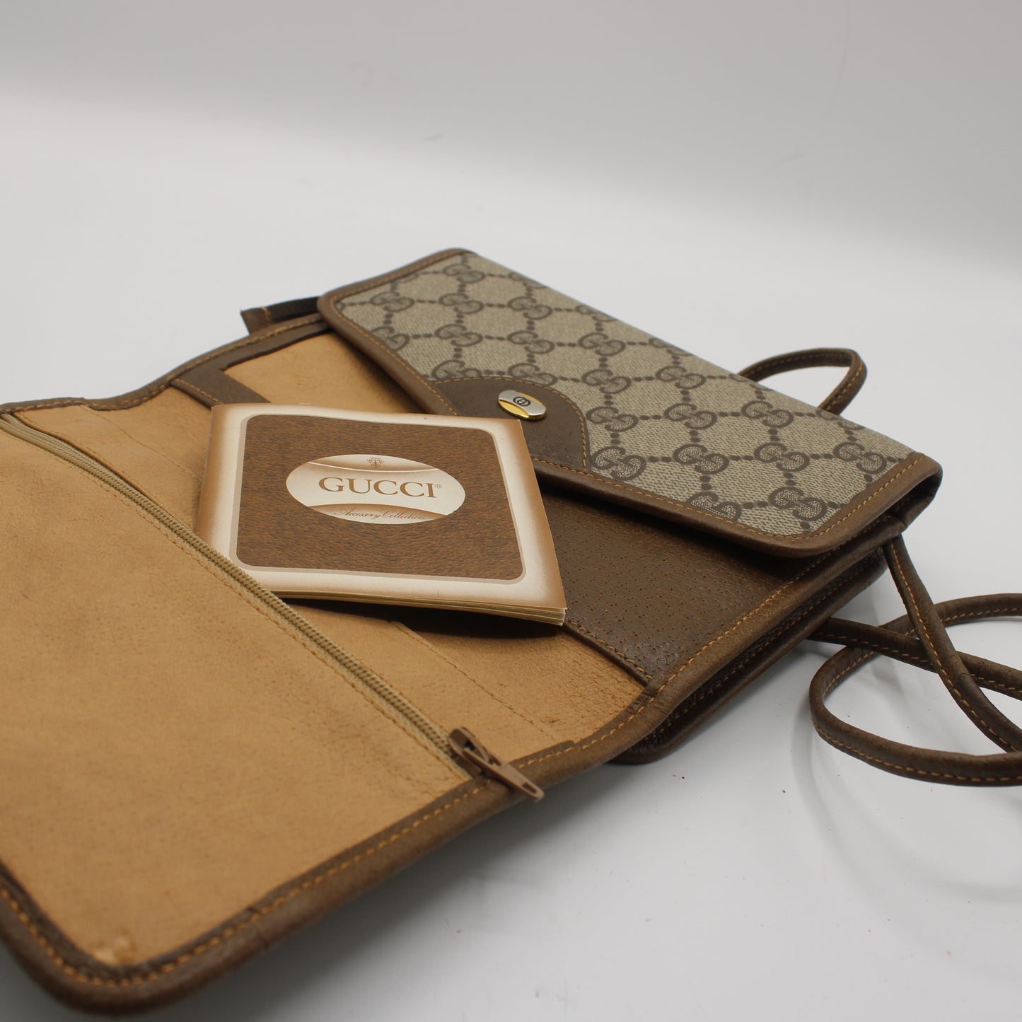 Gucci Brown Monogram Coated Canvas Leather Crossbody Bag