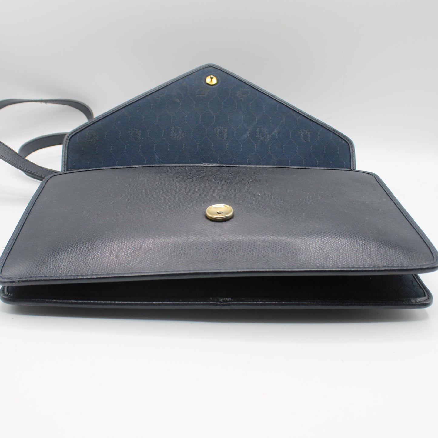 Christian Dior Dark Navy Leather Envelope Crossbody Bag