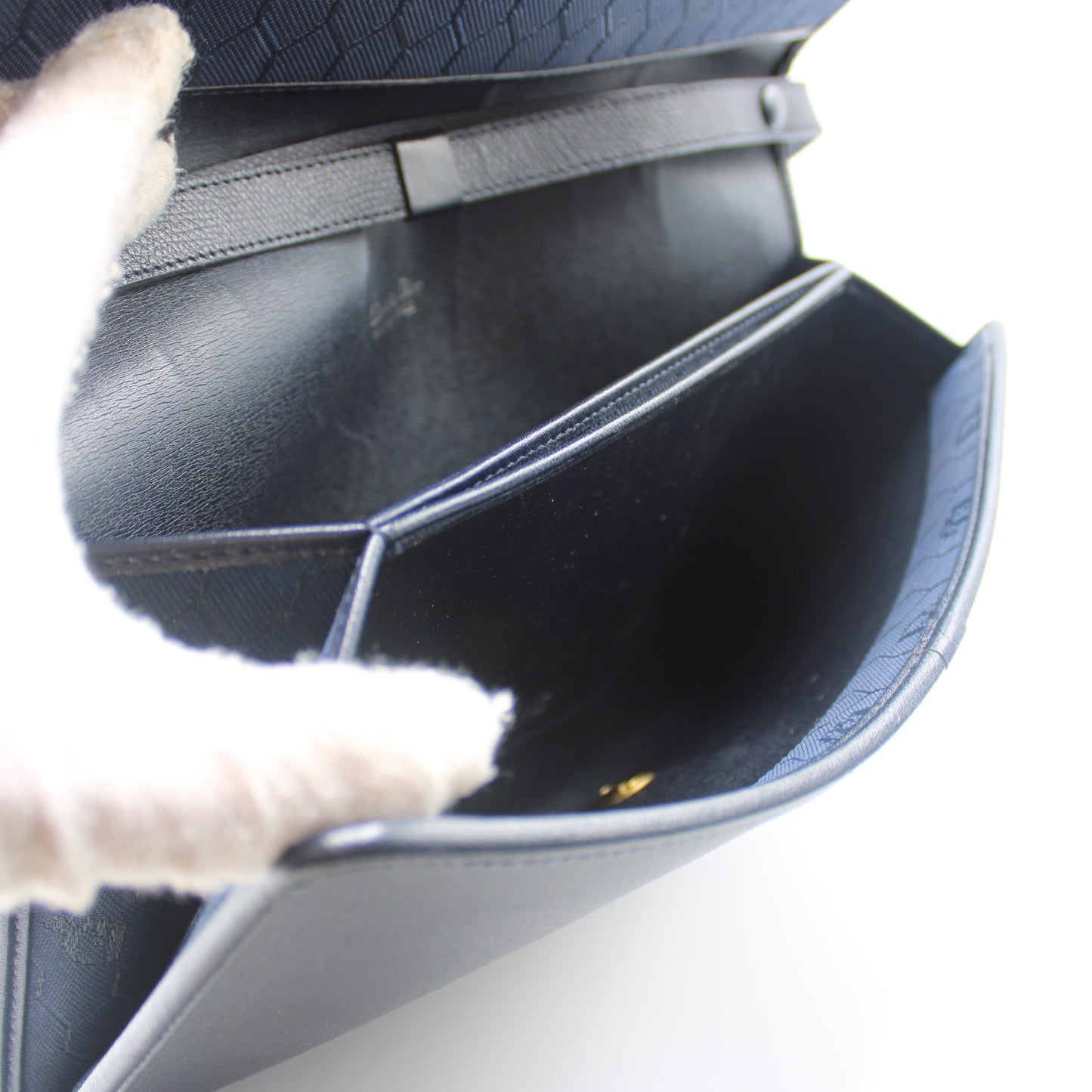 Christian Dior Dark Navy Leather Envelope Crossbody Bag