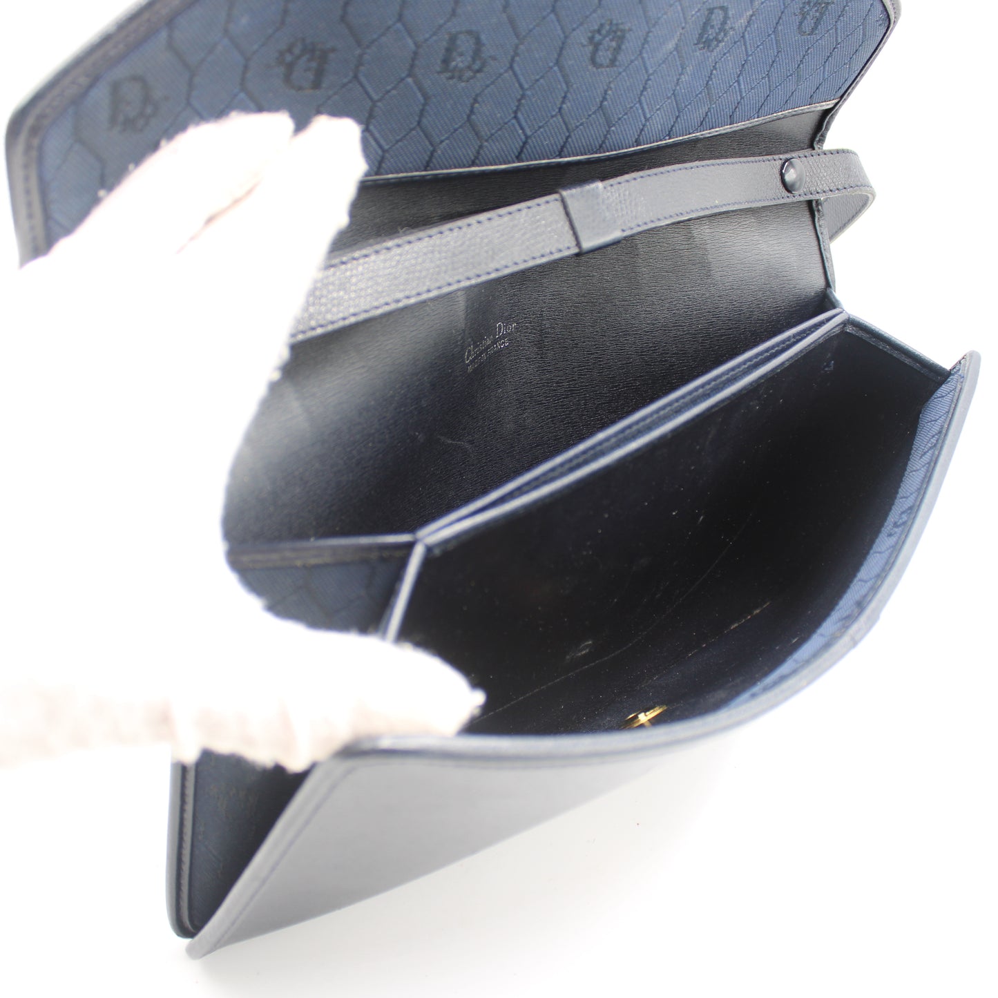 Christian Dior Dark Navy Leather Envelope Crossbody Bag