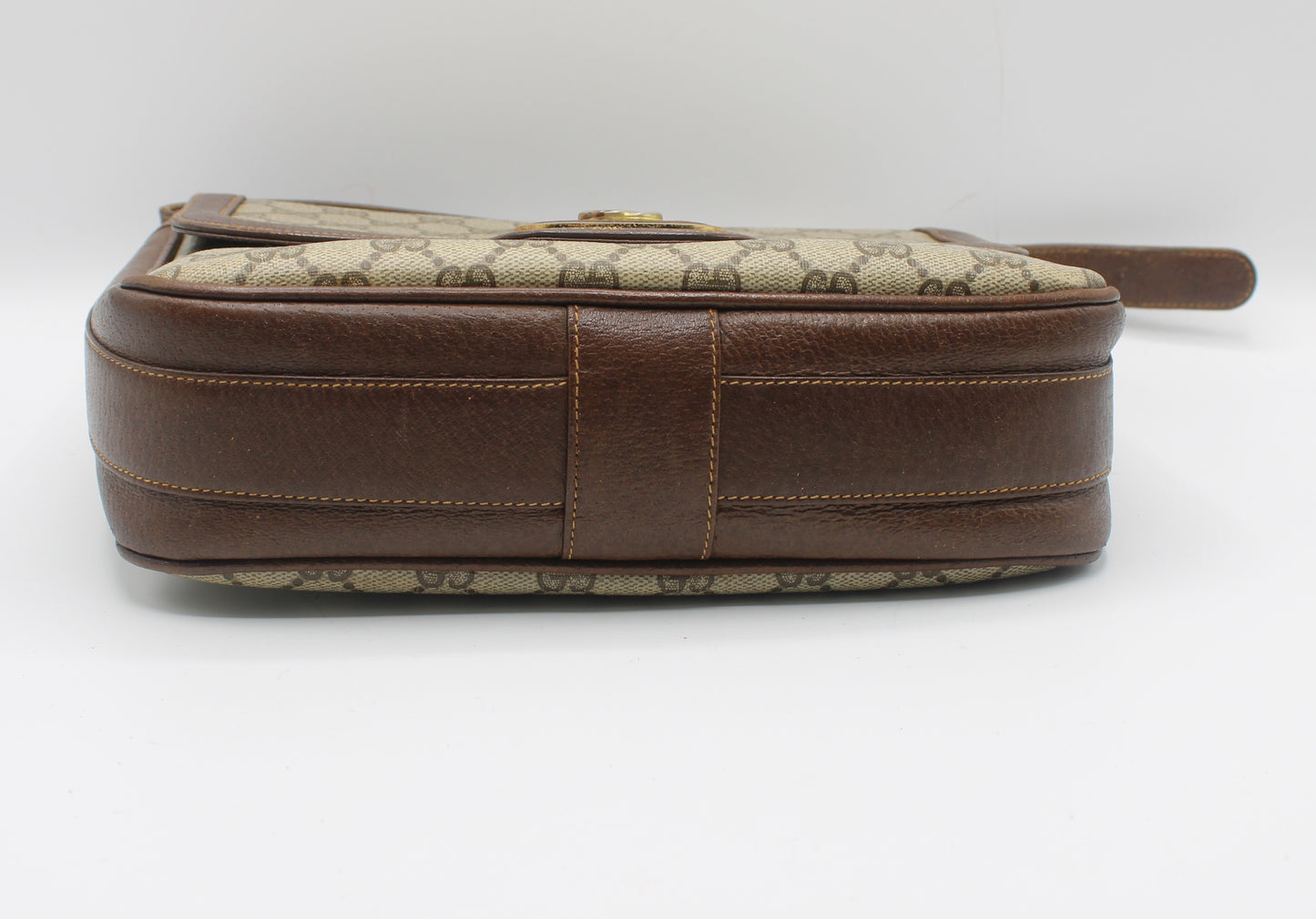 Gucci Brown Coated GG Canvas Leather Shoulder Bag