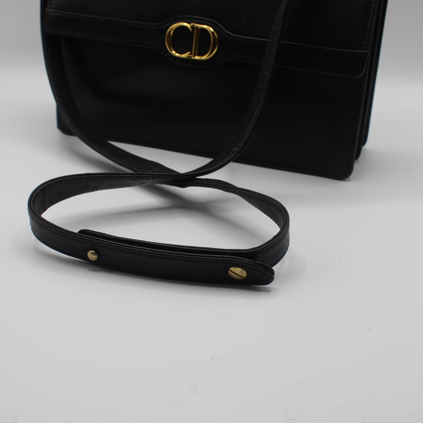Christian Dior Black Leather CD Logo Crossbody Bag