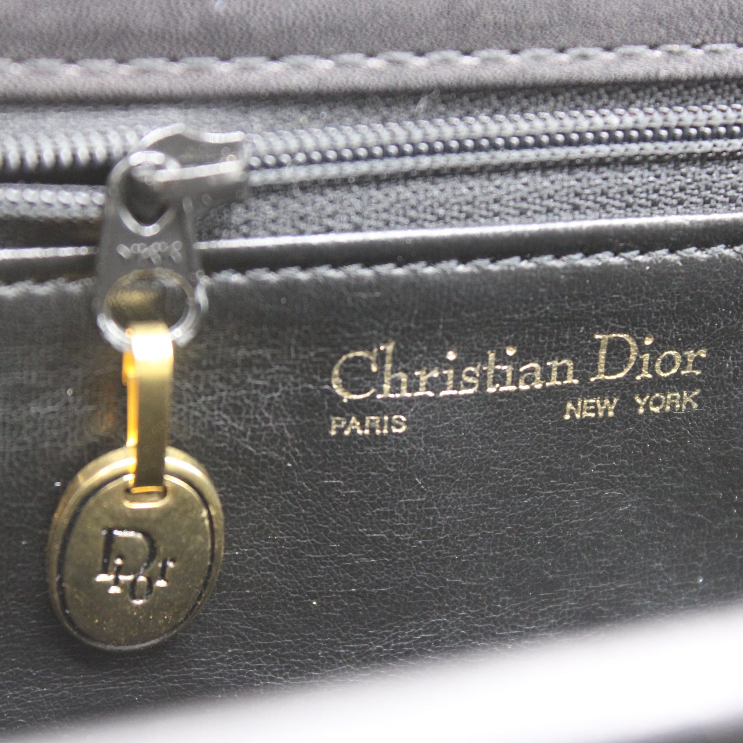 Christian Dior Black Leather CD Logo Crossbody Bag