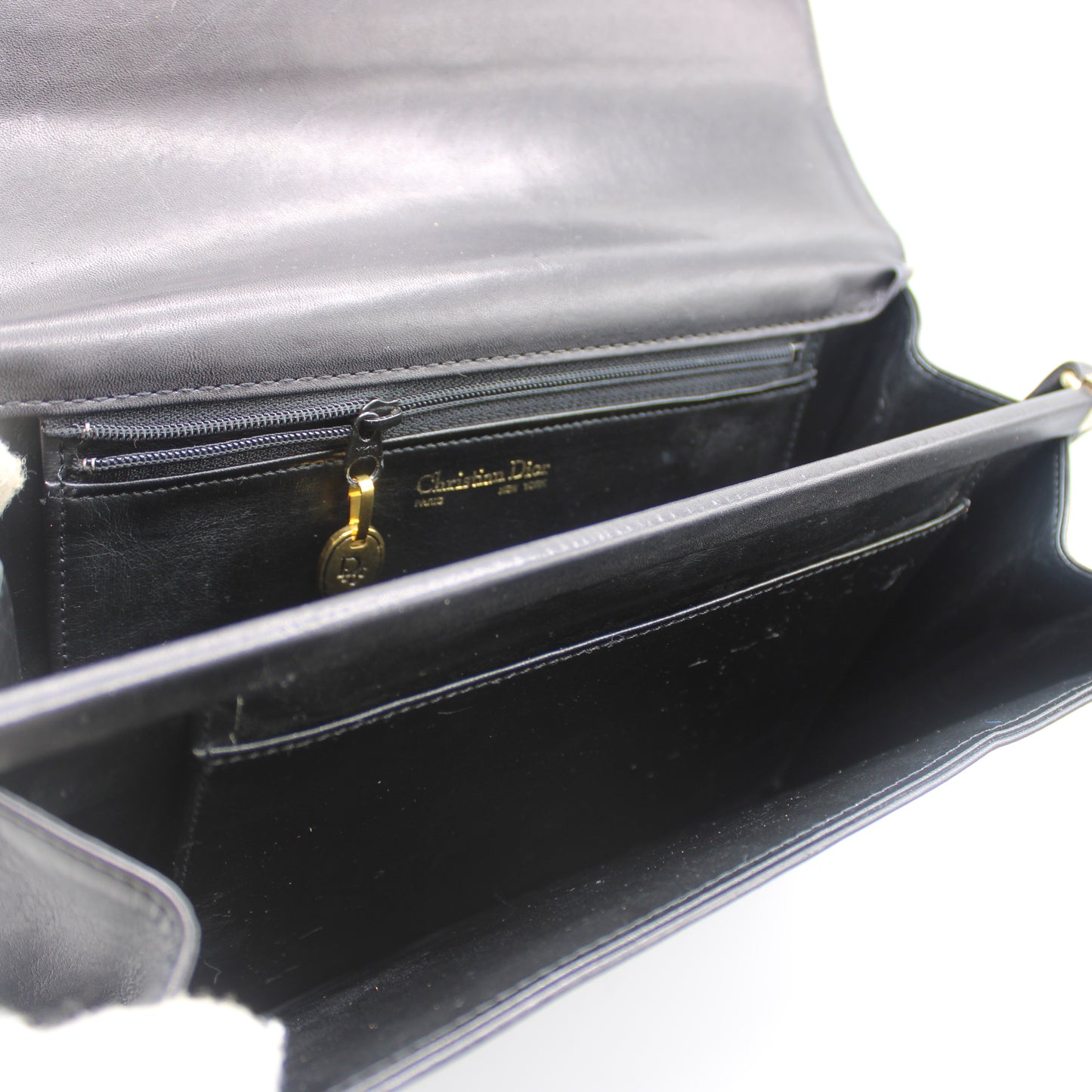 Christian Dior Black Leather CD Logo Crossbody Bag
