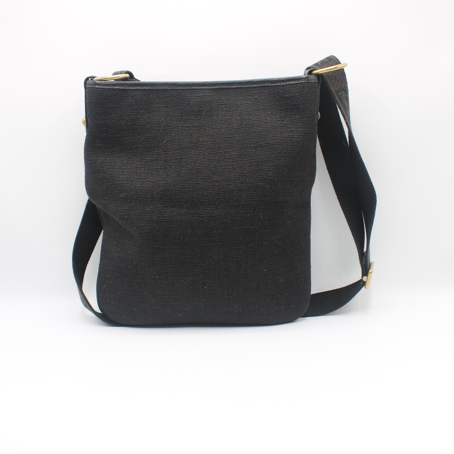 Yves Saint Laurent Black Canvas Logo Strap Crossbody Bag