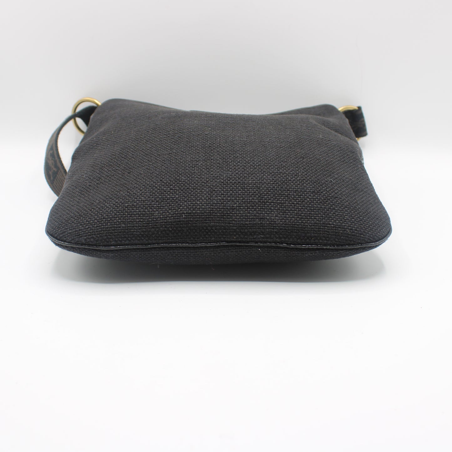 Yves Saint Laurent Black Canvas Logo Strap Crossbody Bag