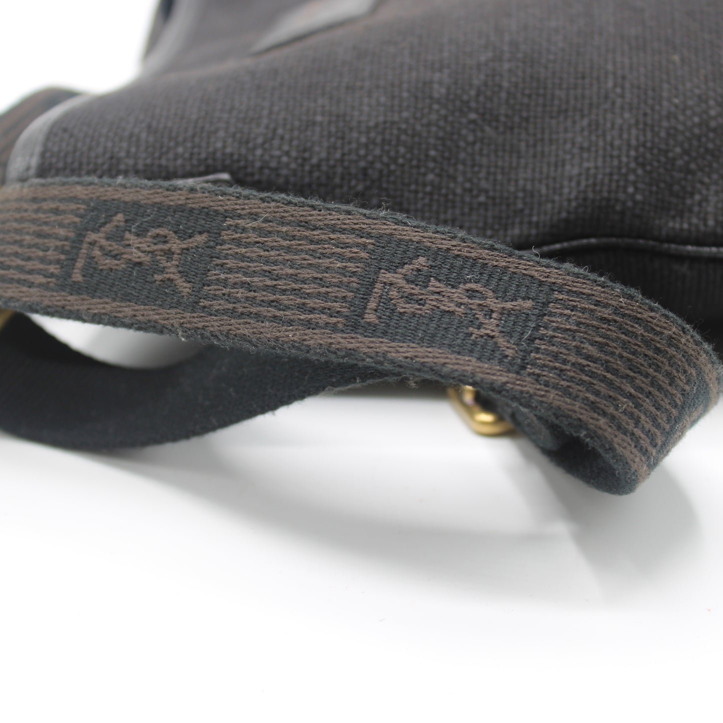 Yves Saint Laurent Black Canvas Logo Strap Crossbody Bag