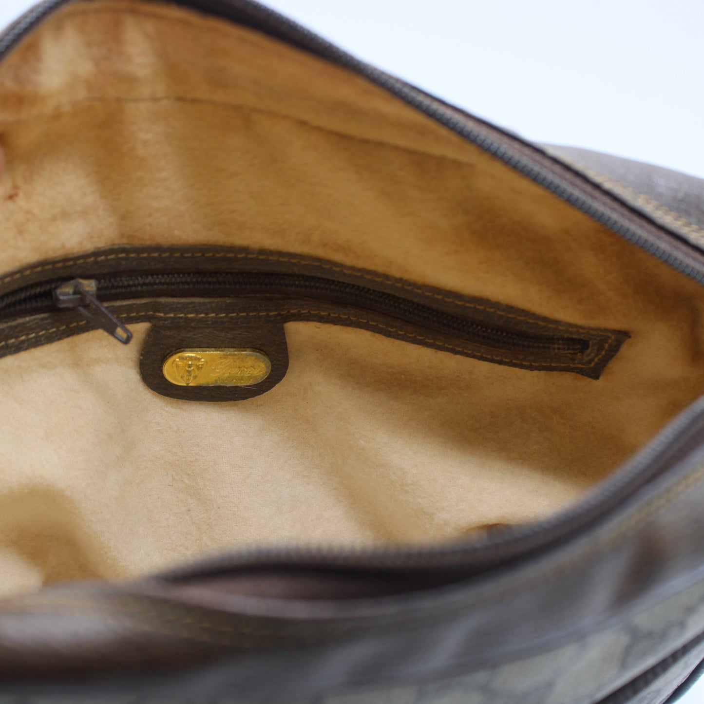 Gucci Brown GG Canvas Leather Trim Crossbody Shoulder Bag