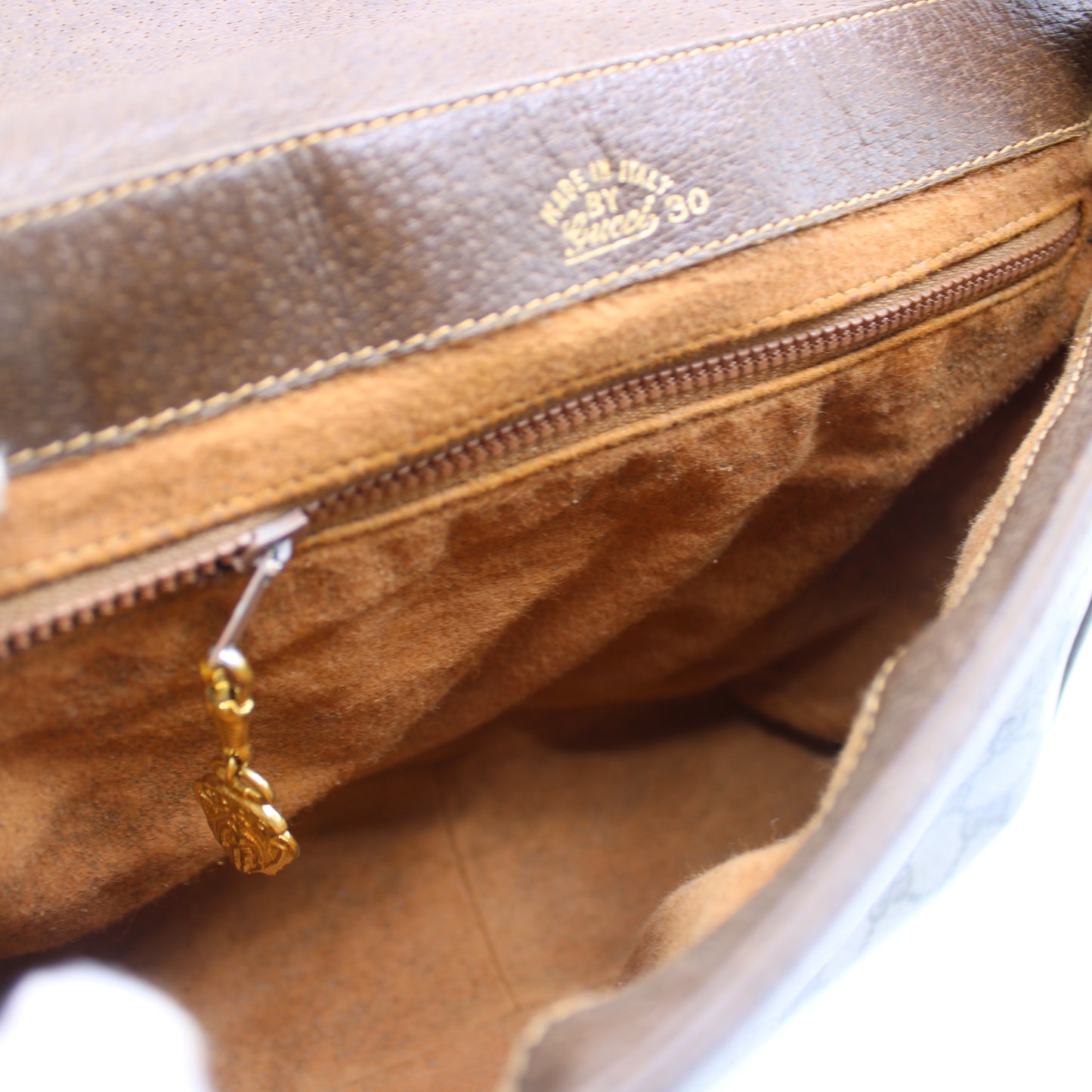 Gucci Brown GG Canvas Leather Trim Crossbody Shoulder Bag