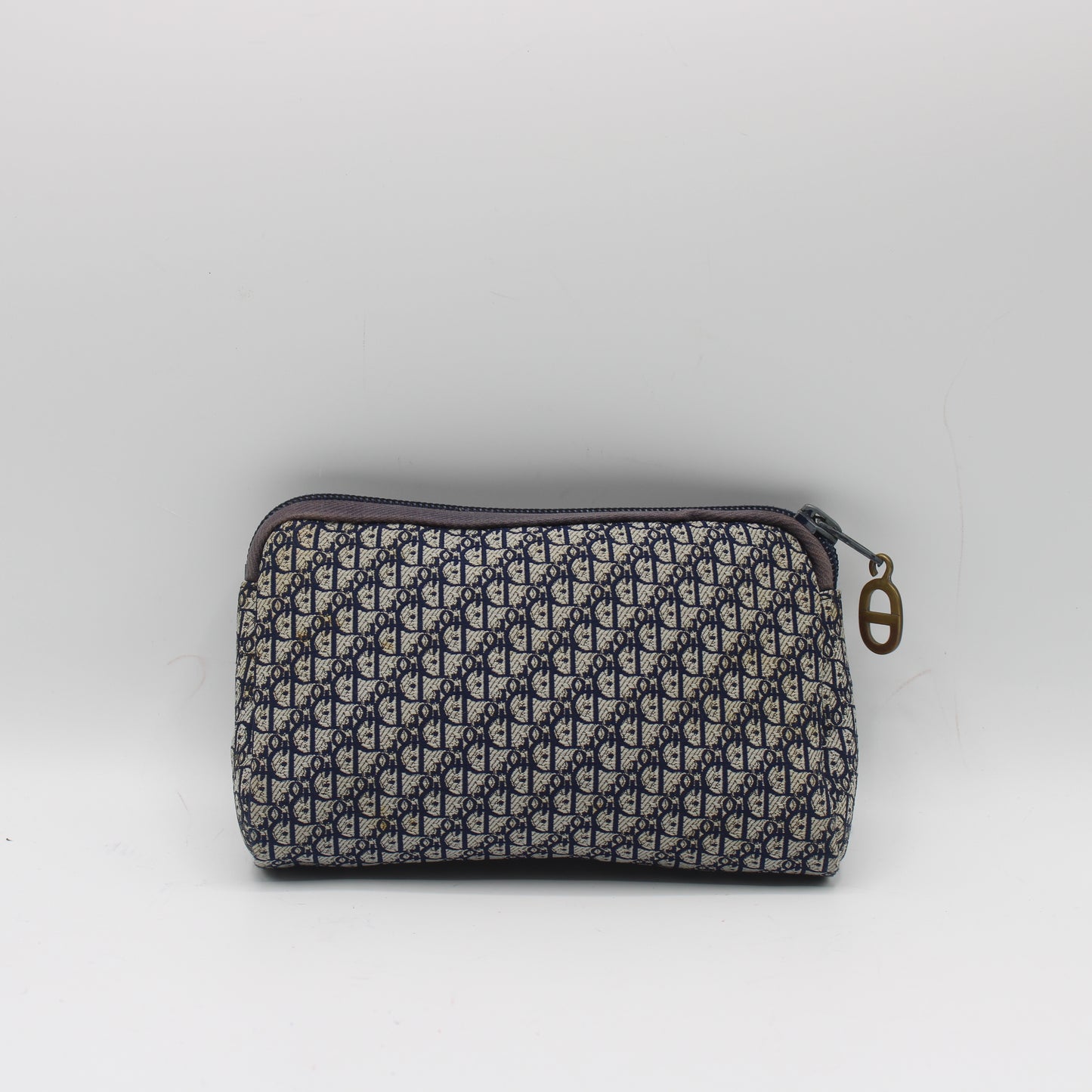Christian Dior Blue Trotter Oblique Canvas Leather Trim Pouch