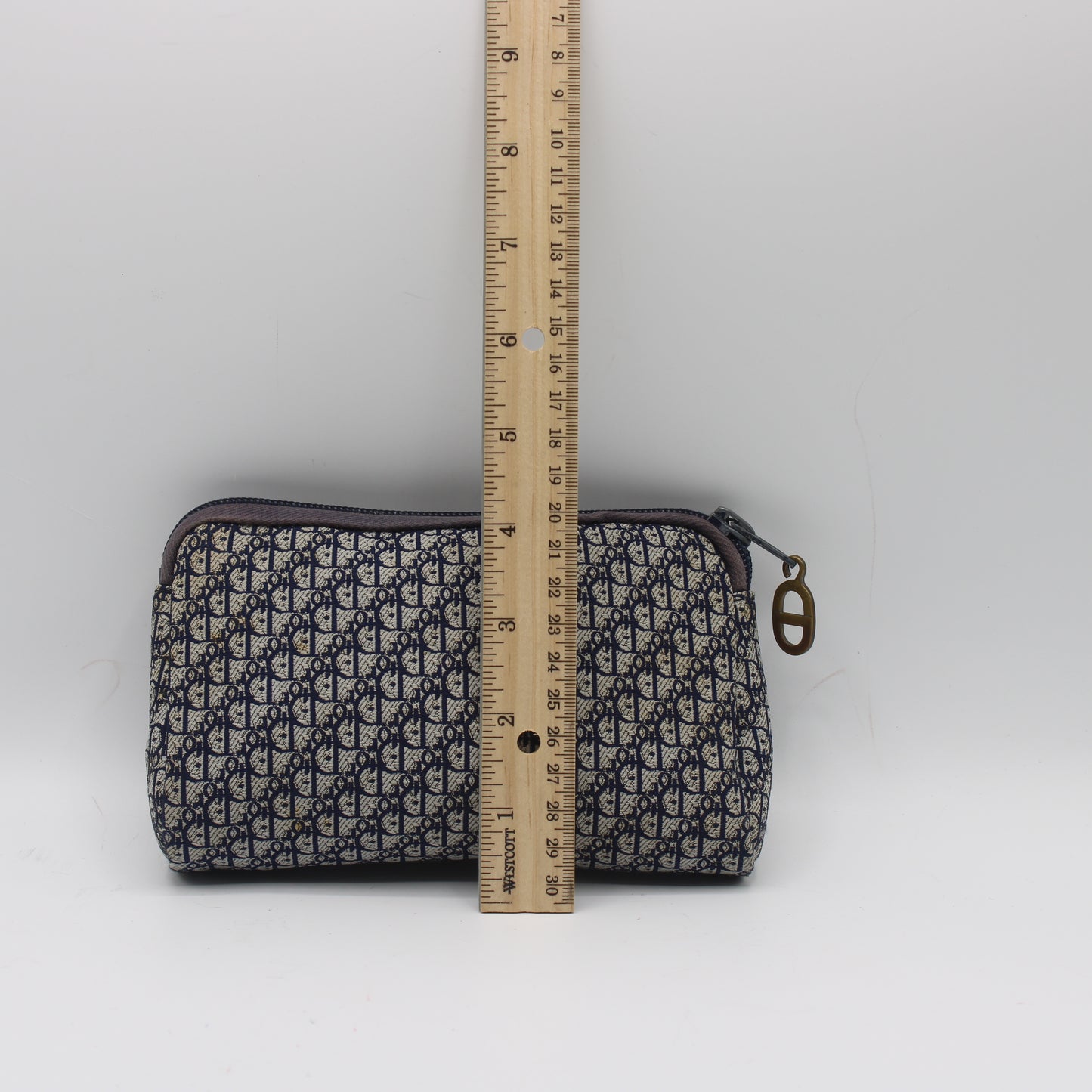 Christian Dior Blue Trotter Oblique Canvas Leather Trim Pouch