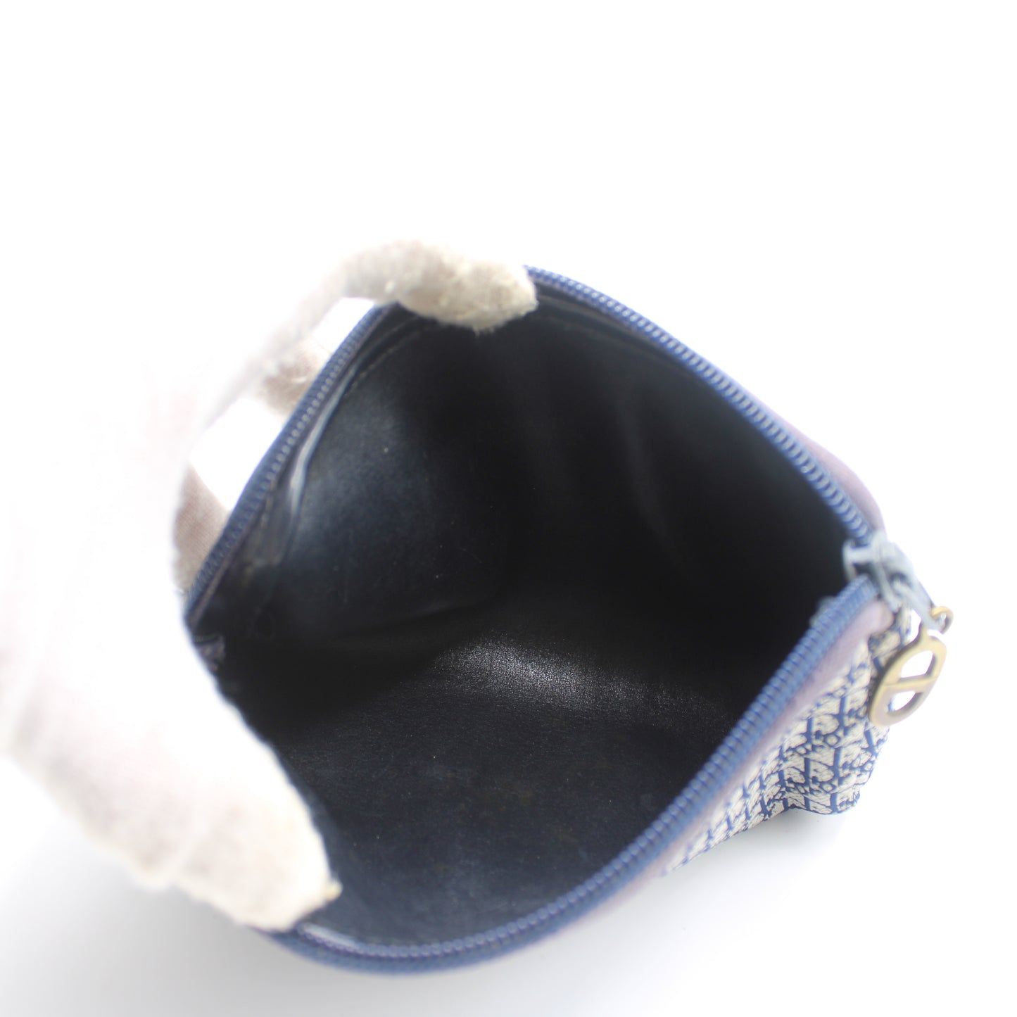 Christian Dior Blue Trotter Oblique Canvas Leather Trim Pouch