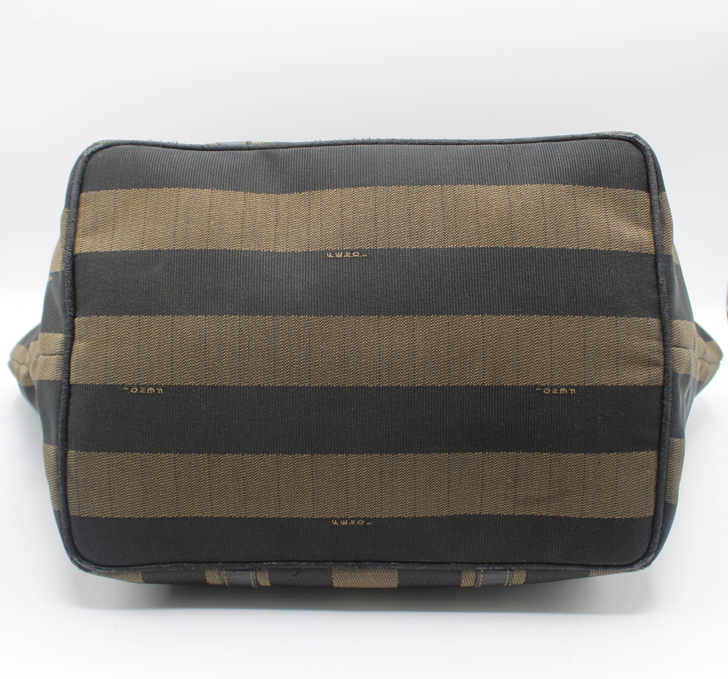 Fendi Brown Black Canvas Leather Pequin Vintage Tote Bag