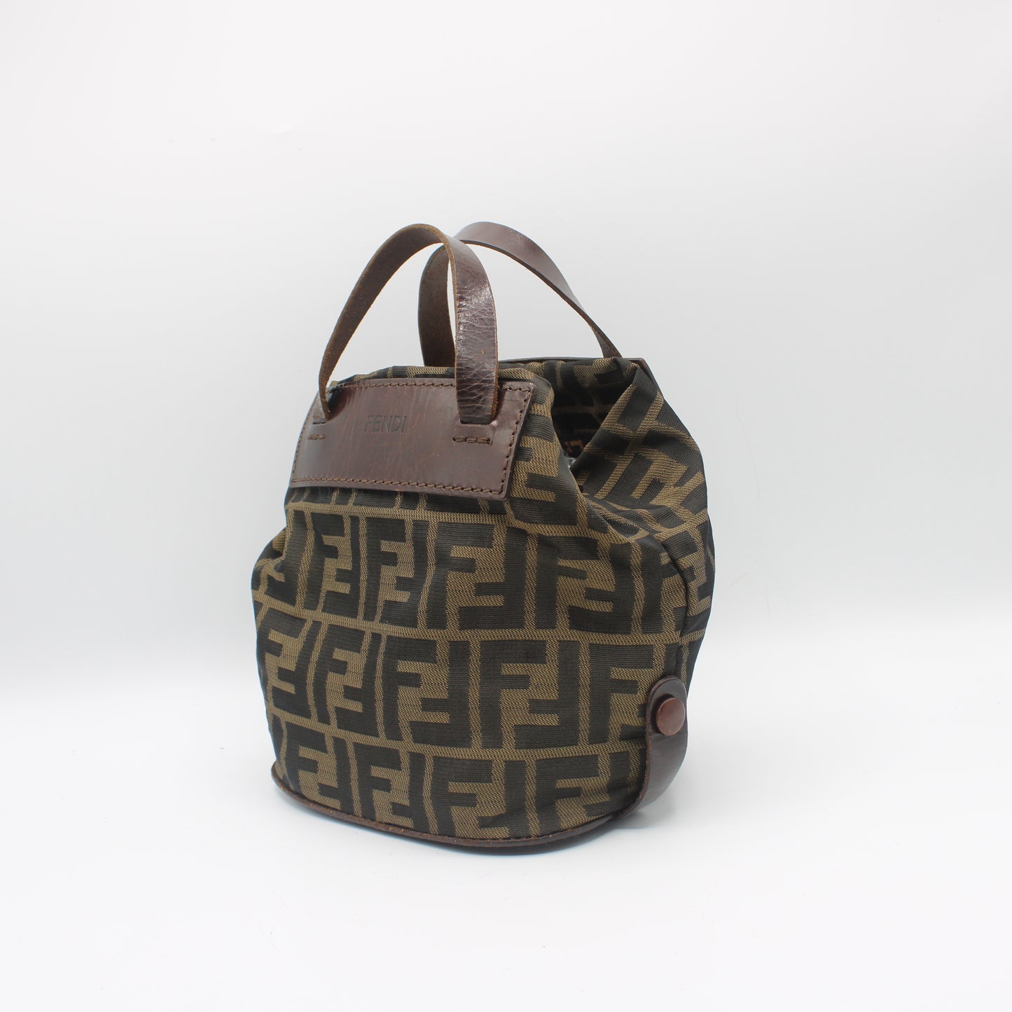 Fendi Brown Zucca Canvas Leather Mini Top Handle Bag