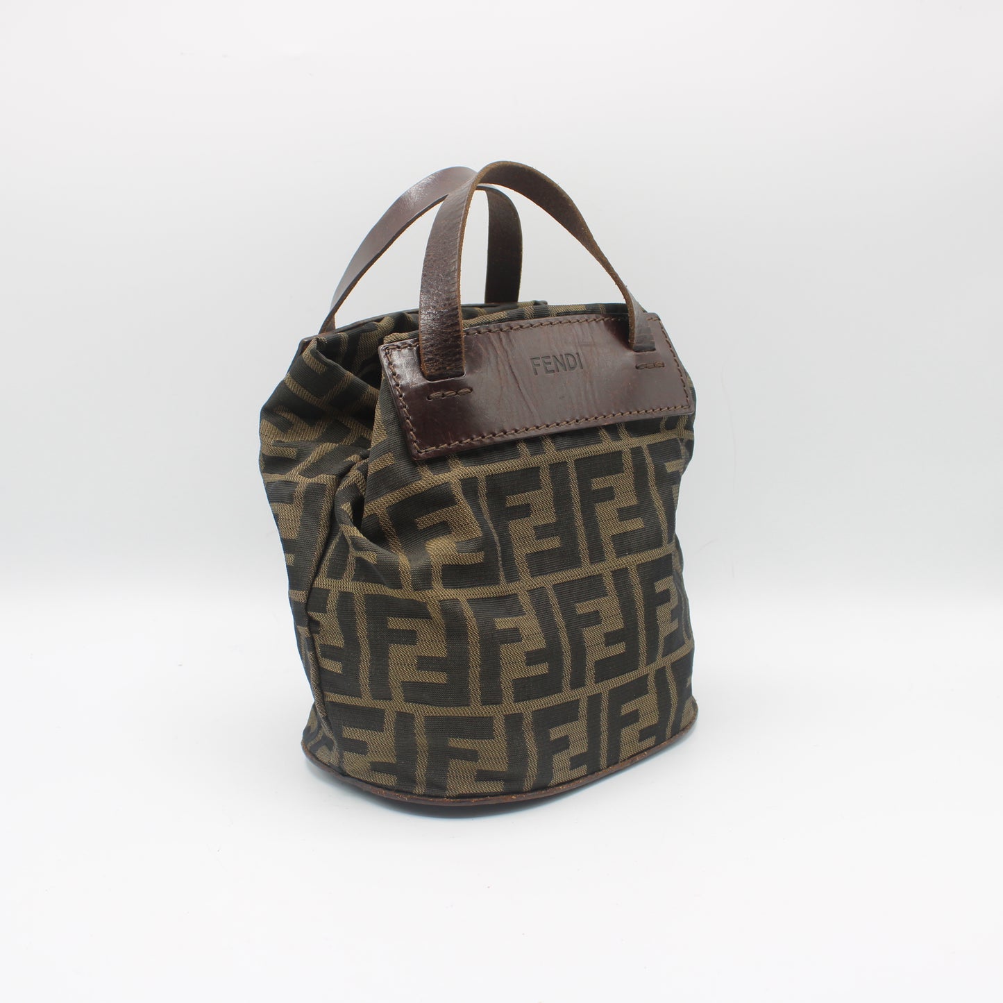 Fendi Brown Zucca Canvas Leather Mini Top Handle Bag