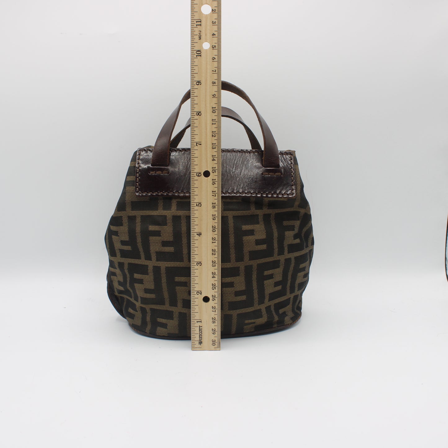 Fendi Brown Zucca Canvas Leather Mini Top Handle Bag